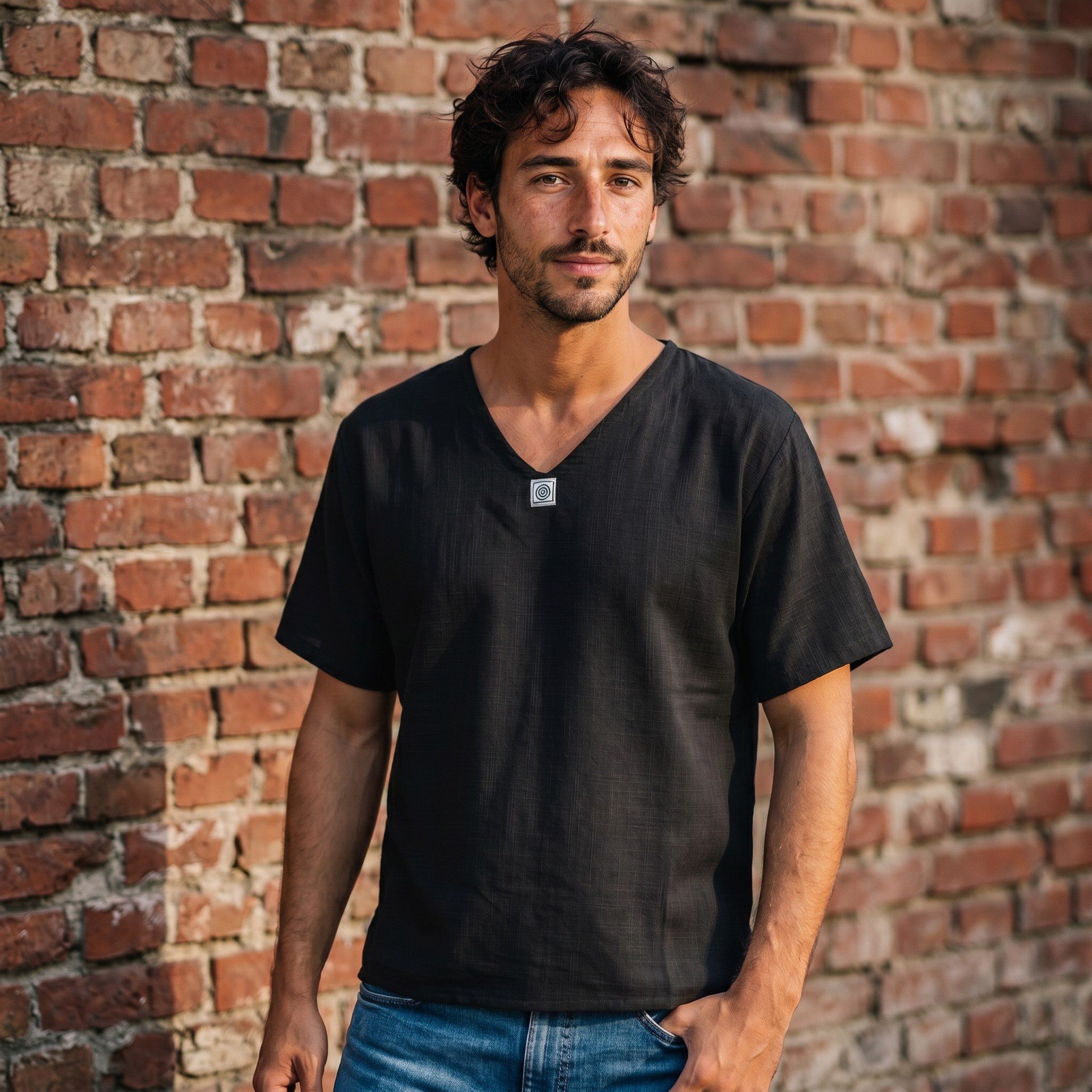 Guru-Shop Hemd & Shirt Yoga Hemd, alternatives Baumwollhemd, leichtes.. Ethno Style, alternative Bekleidung