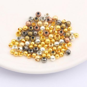 Kopper-24 Bastelperlen Metall Perlen Großlochperlen 3 mm, ca. 100 Stück, Anthrazit, (100-tlg)