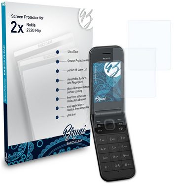 Bruni Schutzfolie Glasklare Displayschutzfolie für Nokia 2720 Flip, (2er Set), praktisch unsichtbar