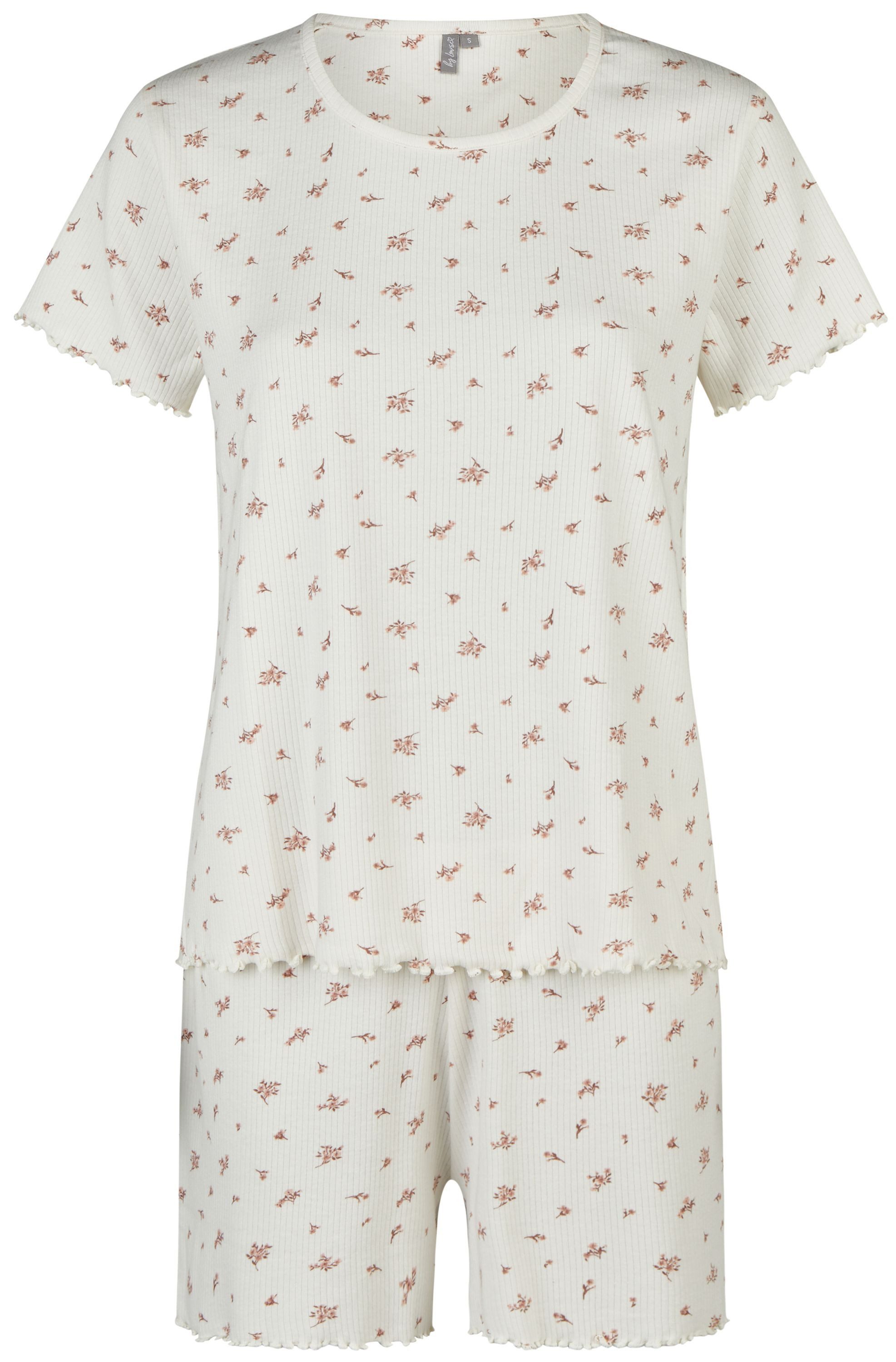 By Louise Shorty Sleep Chic (Set, 2 tlg., 2-teilig) Damen Pyjama Shorty Kurzarm Baumwolle Rippstruktur