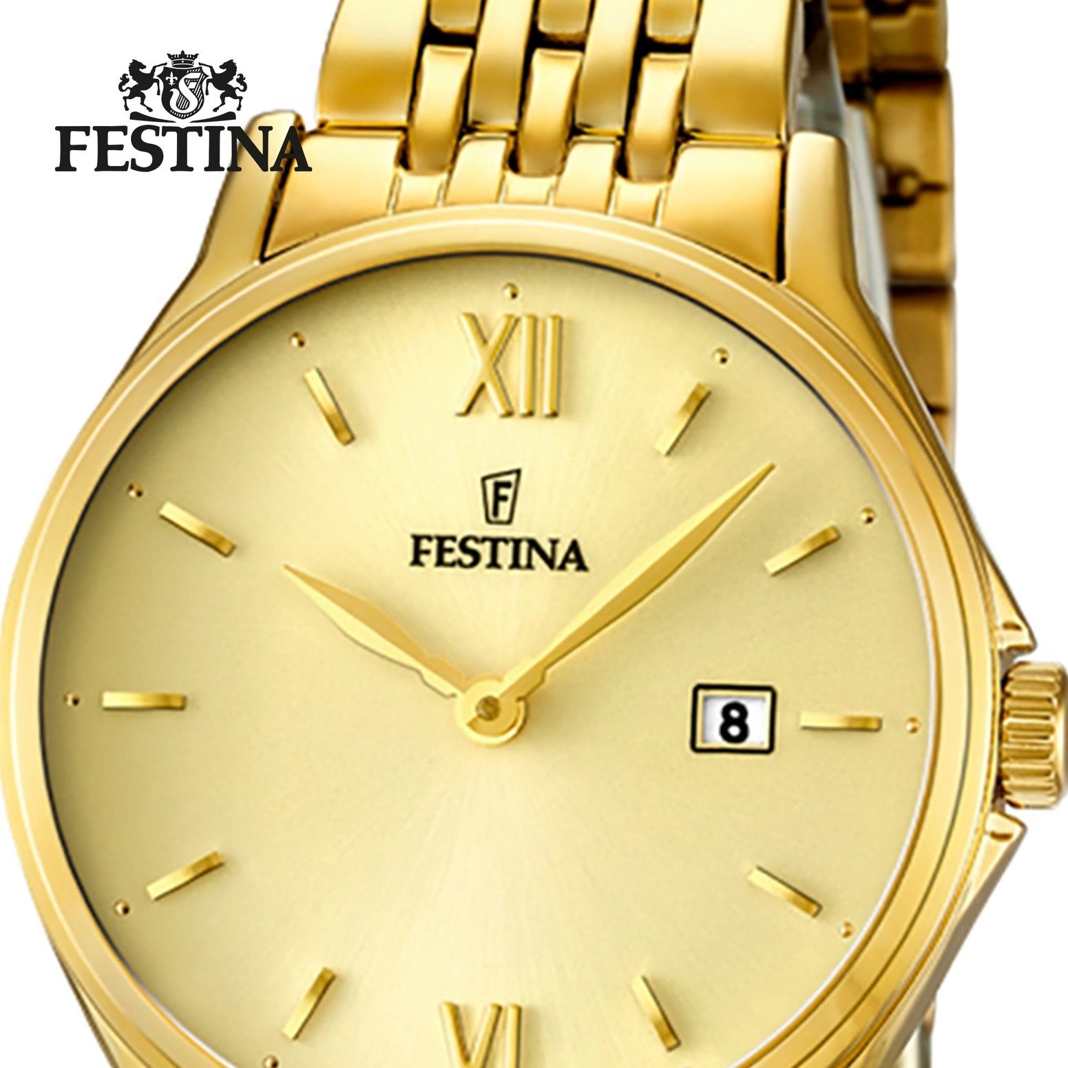 Festina Quarzuhr Festina Damen-Herren Uhr F16749/3, Damen, Herren  Armbanduhr rund, Edelstahlarmband gold