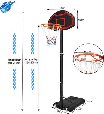 AUFUN Basketballkorb Basketballständer Basketballkorbständer mit Rollen, Höhenverstellbar 160-210cm