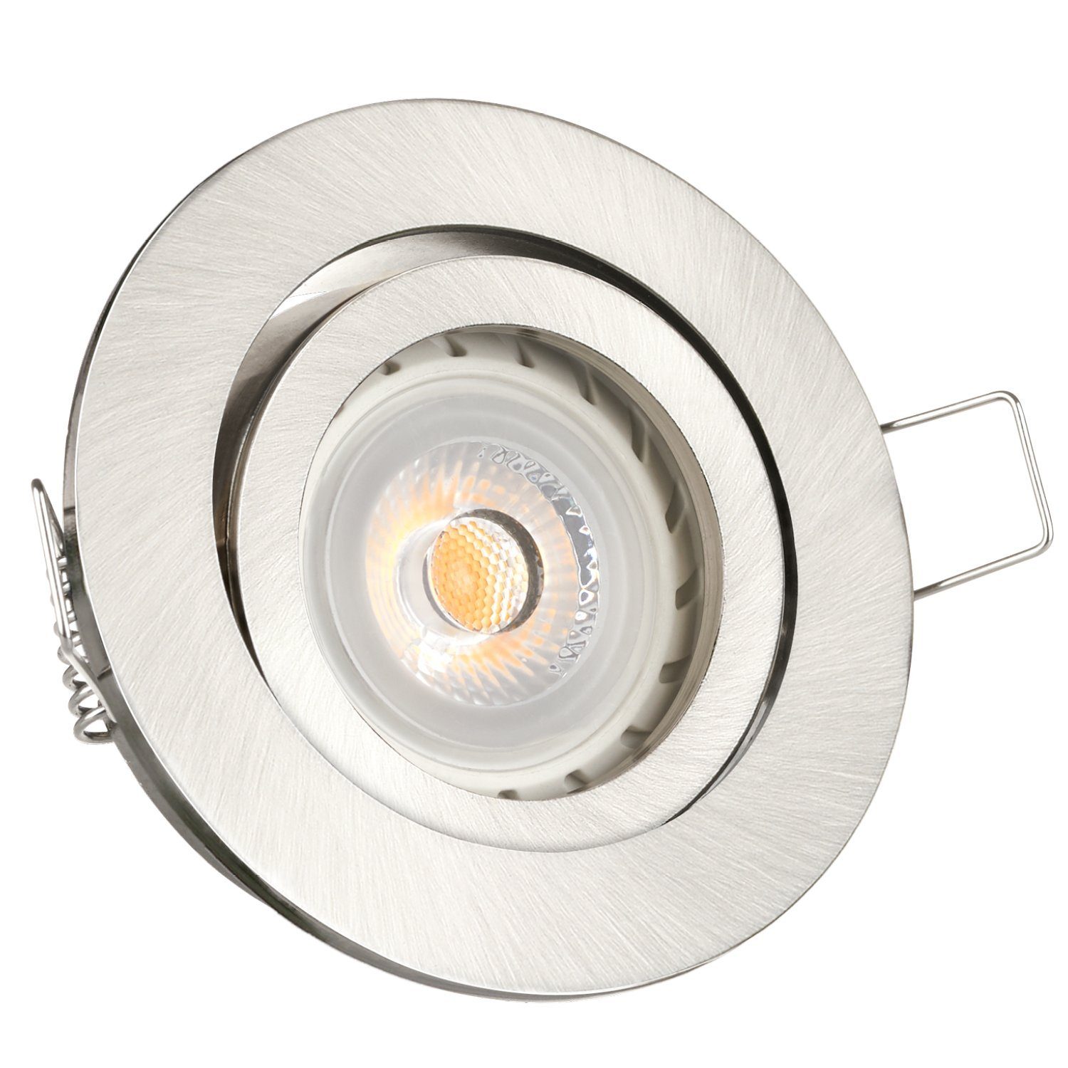 LEDANDO LED Einbaustrahler LED Einbaustrahler Set Silber gebürstet mit LED GU10 Markenstrahler vo