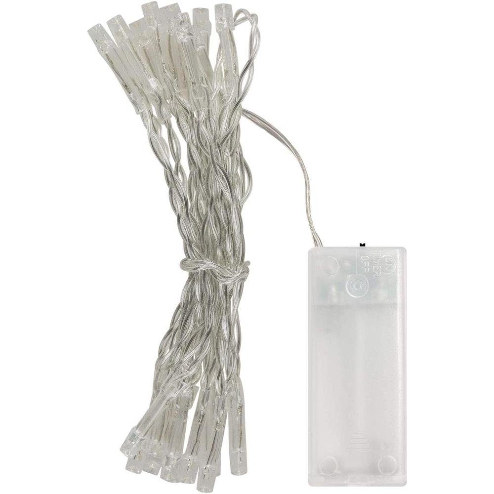 Idena LED-Lichterkette 10er, warmweiß, 1 m, für innen, batteriebetrieben, transparentes Kabel