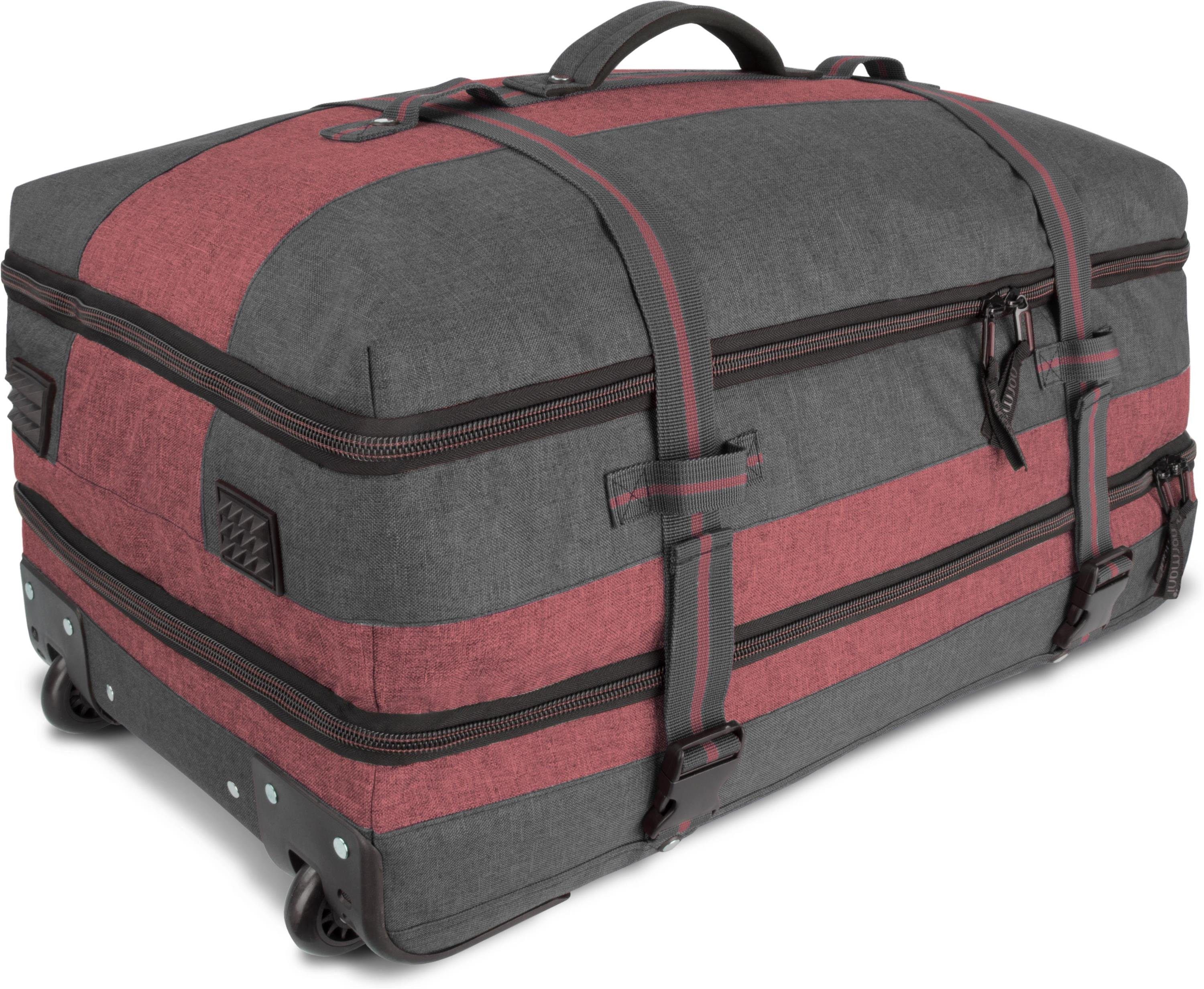 Aurori mit Reisetasche Fächeraufteilung Handgepäckmaß 45, normani Reisetasche Trolley clevere mit Dunkelgrau/Rot
