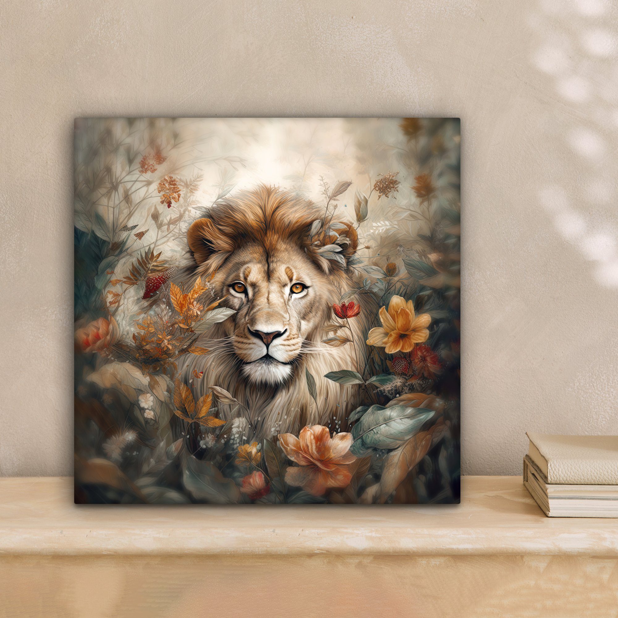 OneMillionCanvasses® Leinwandbild Löwe - Wildtiere - Pflanzen - Natur - Blu günstig online kaufen
