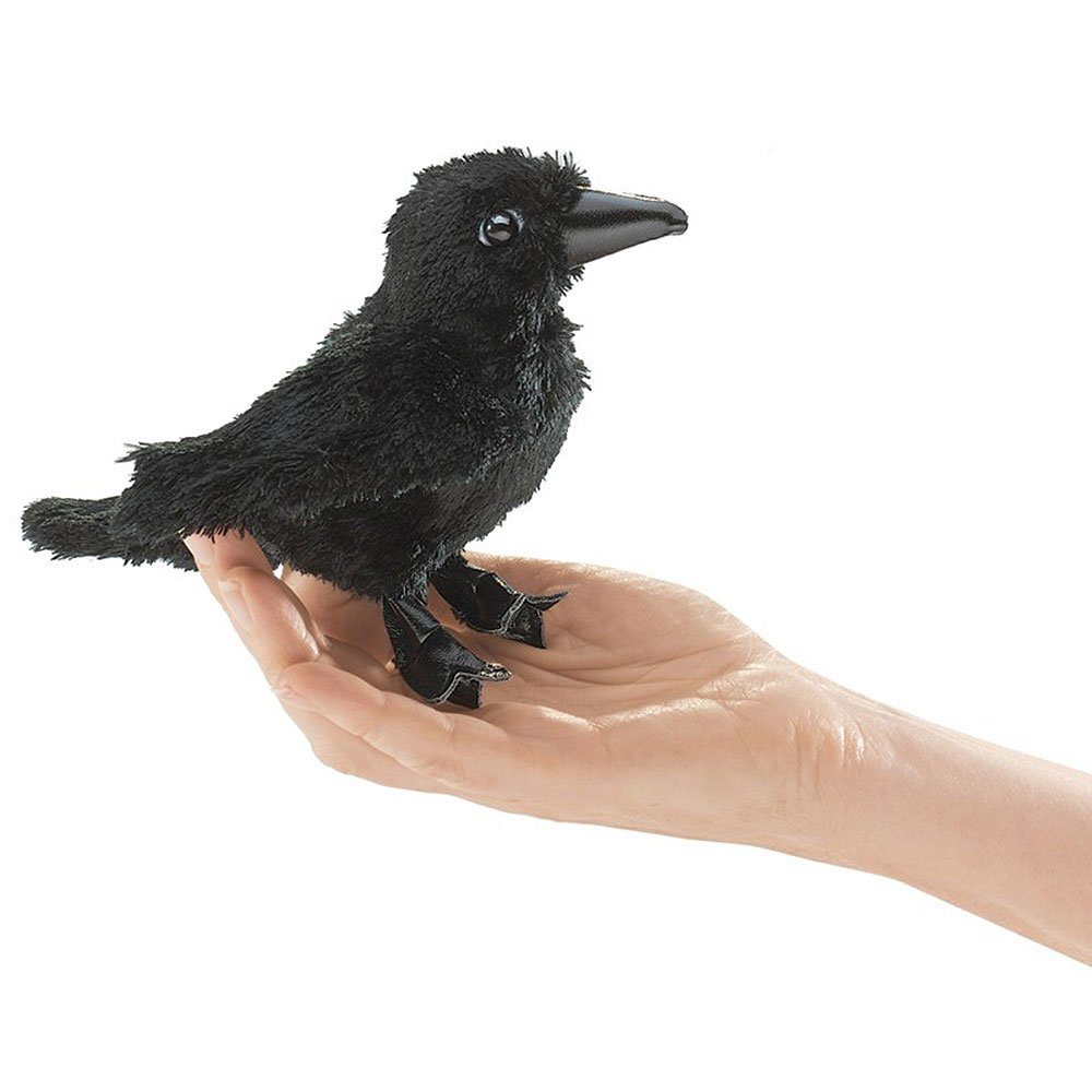 Folkmanis Handpuppen Fingerpuppe Folkmanis Fingerpuppe Vogel, mini Rabe 2698 (Packung)