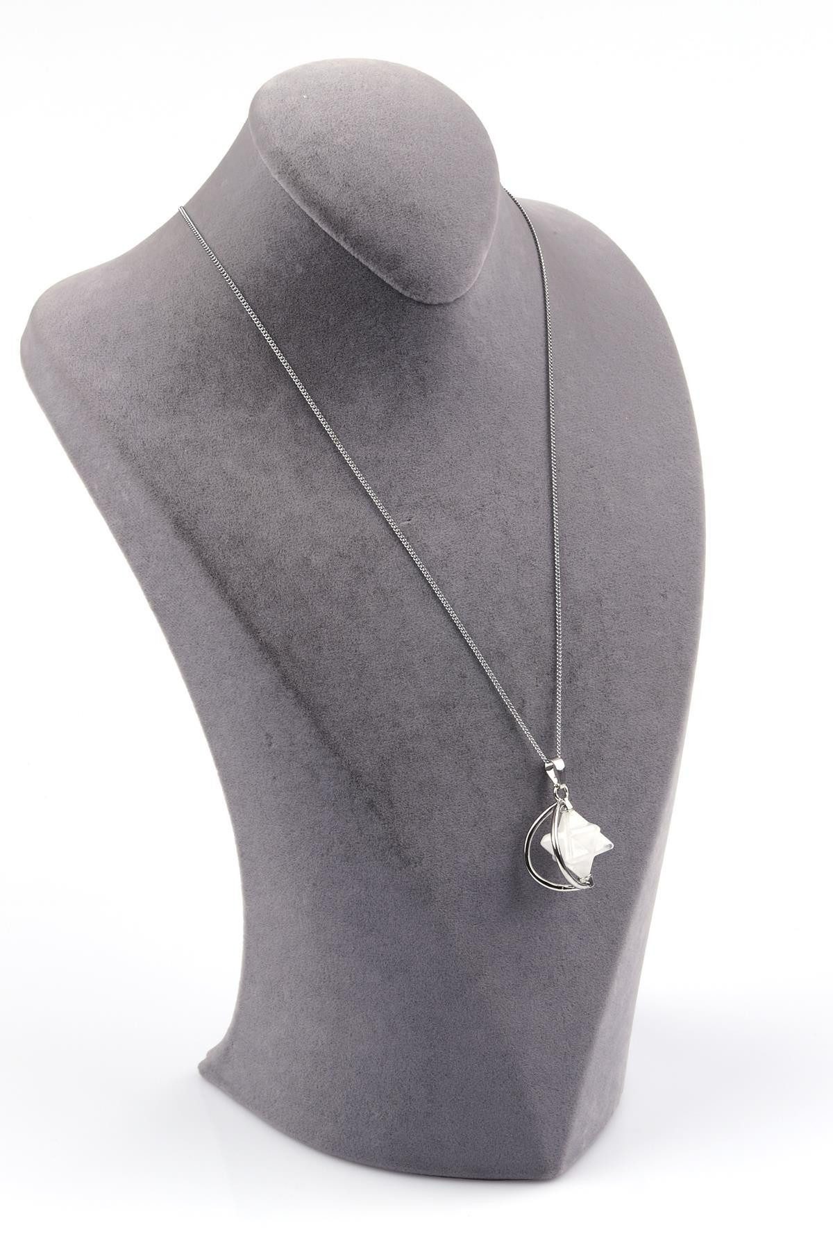 Nisan Edelstein, Bergkristall Merkaba Anhänger mit silberfarbener Kette