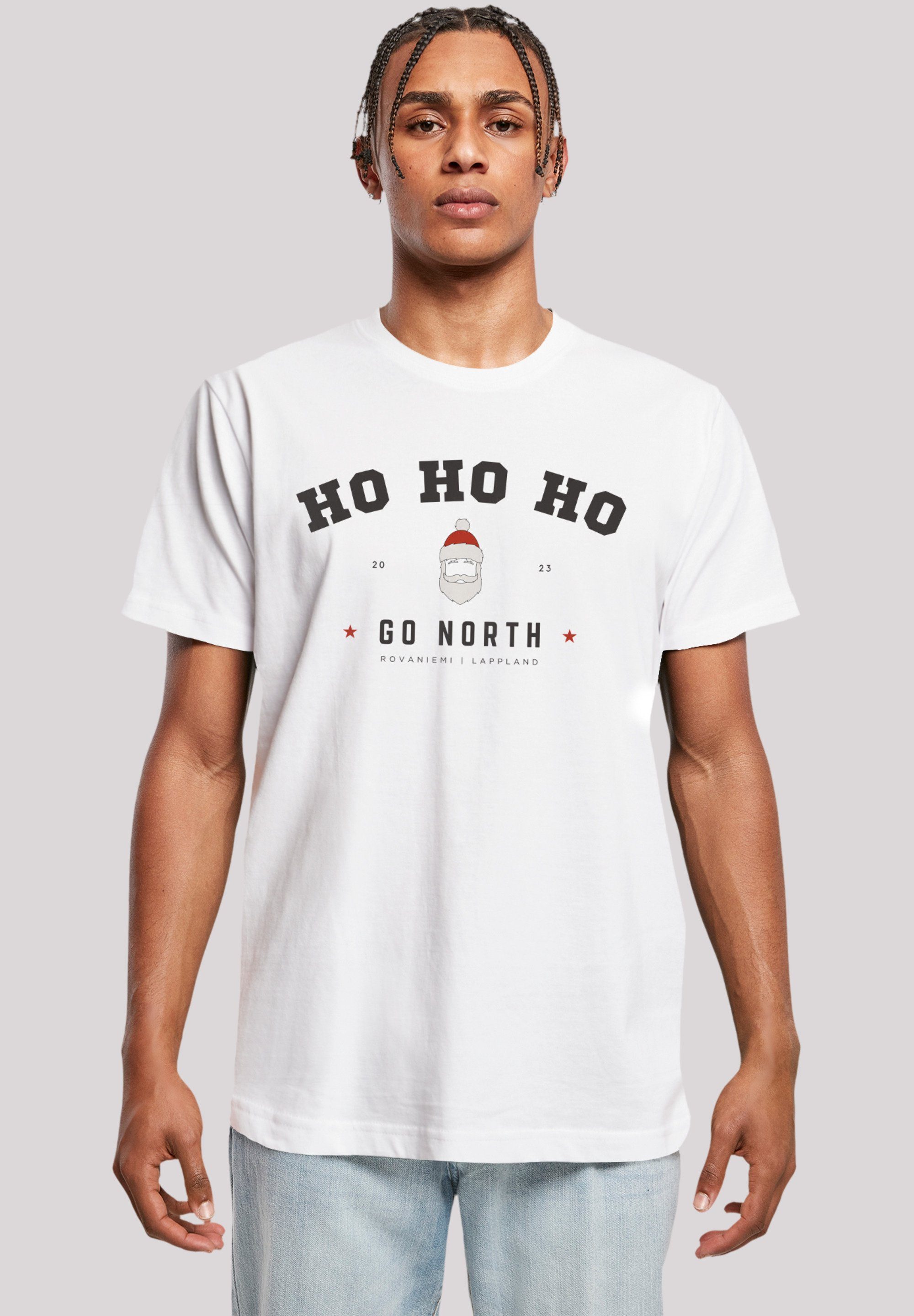 F4NT4STIC T-Shirt Ho Ho Ho Santa Claus Weihnachten Weihnachten, Geschenk, Logo weiß