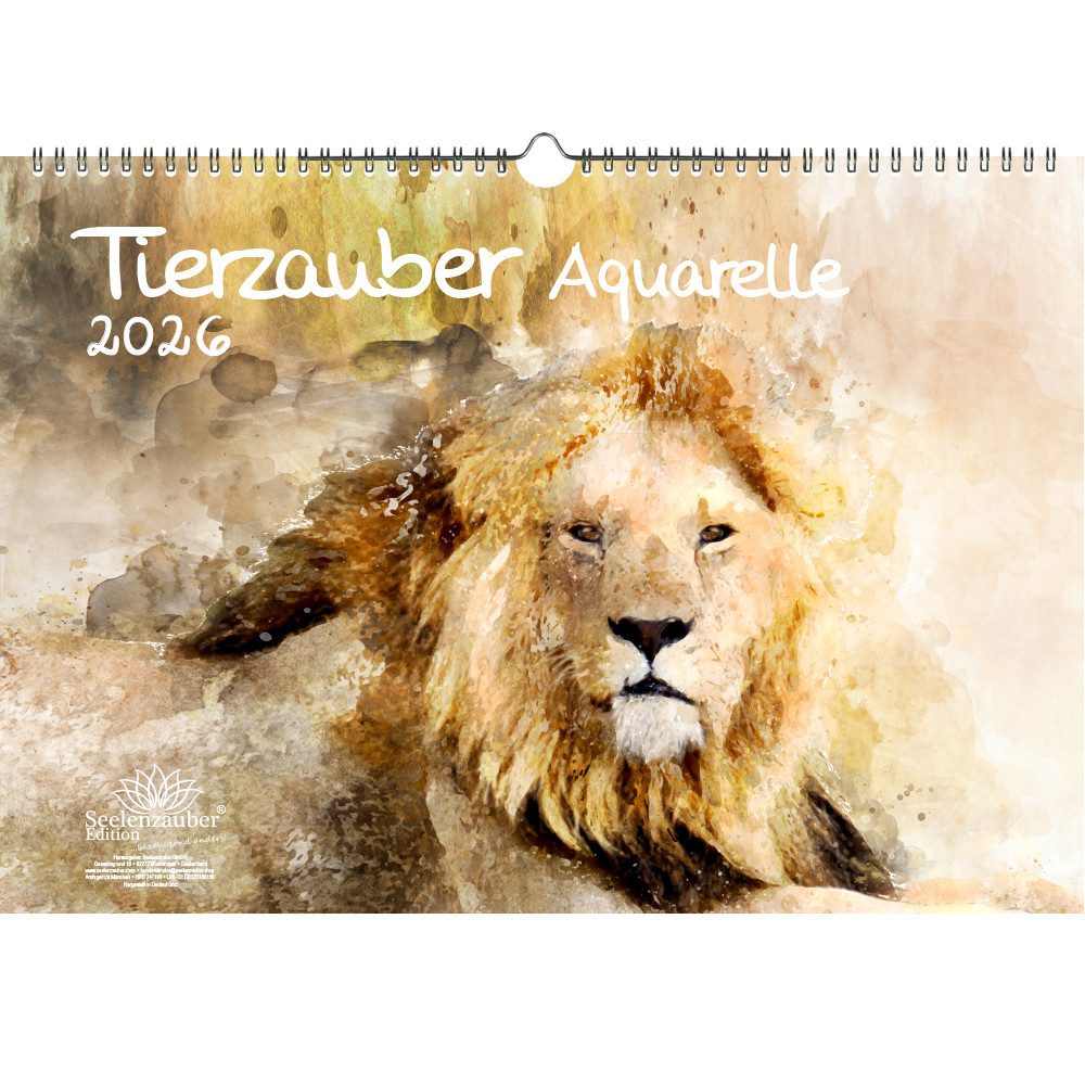 Seelenzauber Wandkalender Tierzauber Aquarelle DIN A3 Kalender für 2026 verschiedene Tiere