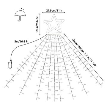 MDHAND Lichternetz 317 LED Lichtvorhang, 8 Modi, Wasserdicht für Outdoor, Zimmer, Party, Balkon deko