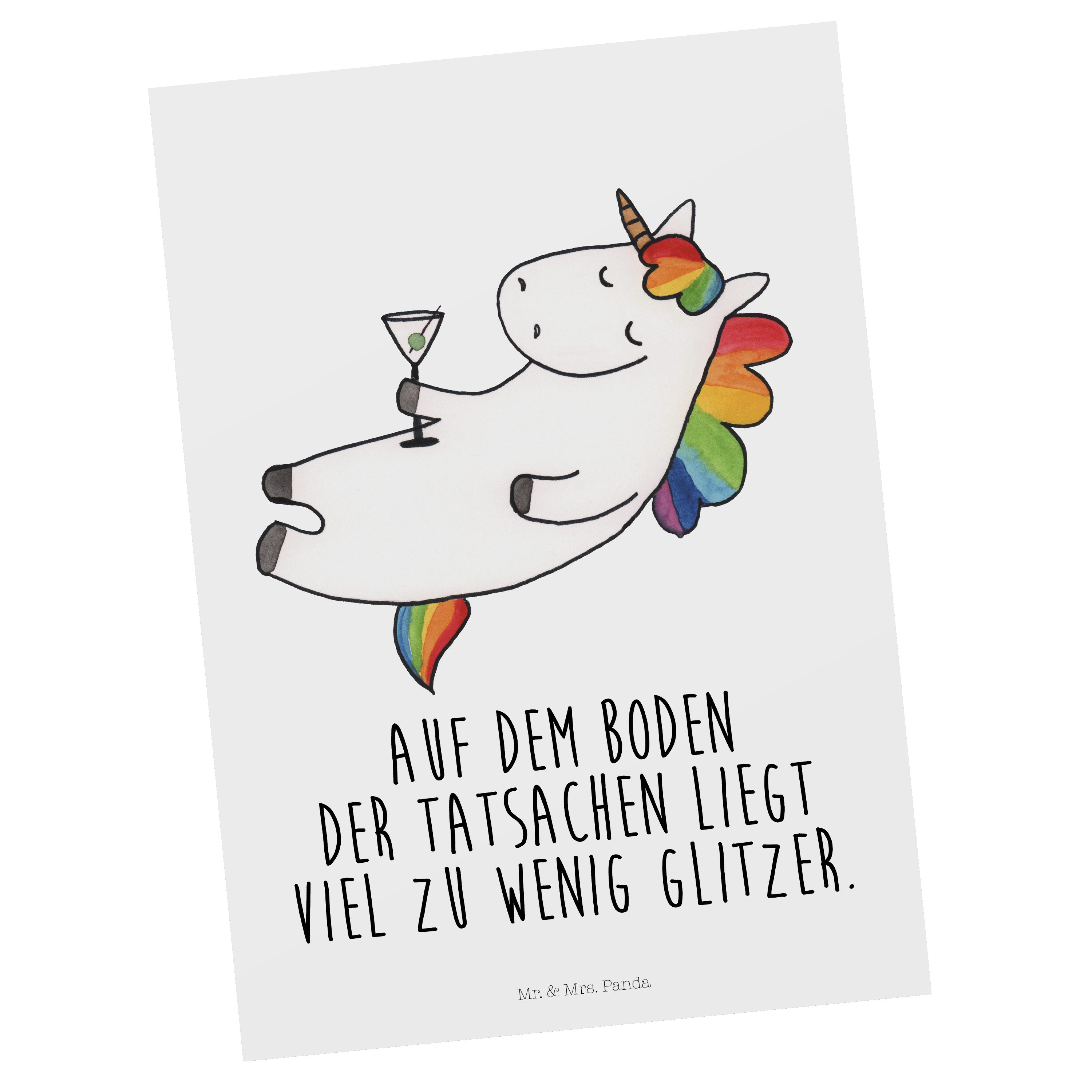Mr. & Mrs. Panda Postkarte Einhorn Cocktail - Weiß - Geschenk, Einladung, Dankeskarte, Unicorn