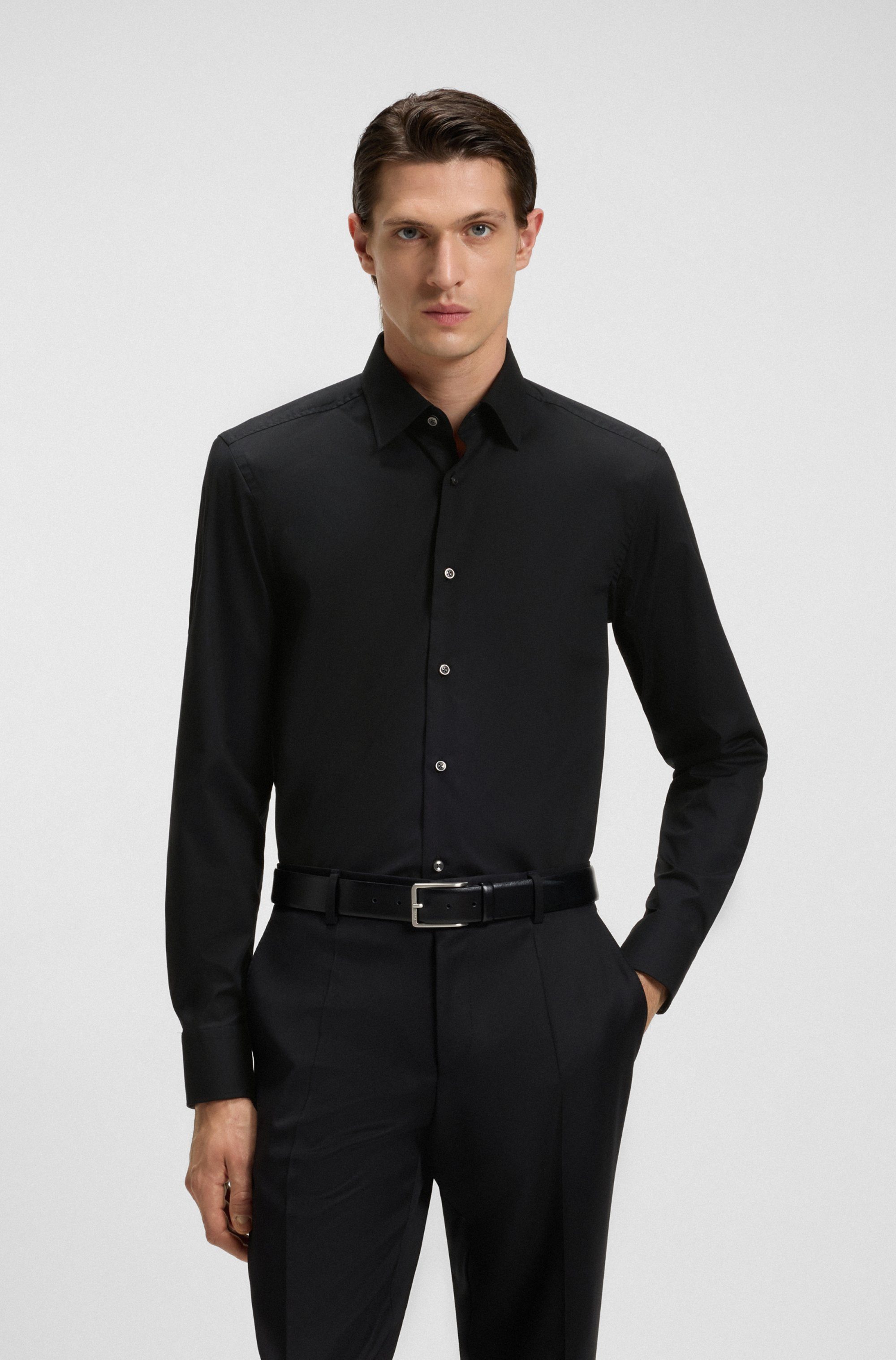 BOSS Businesshemd Hank Kentkragen, Slim-Fit, bügelleichte Qualität