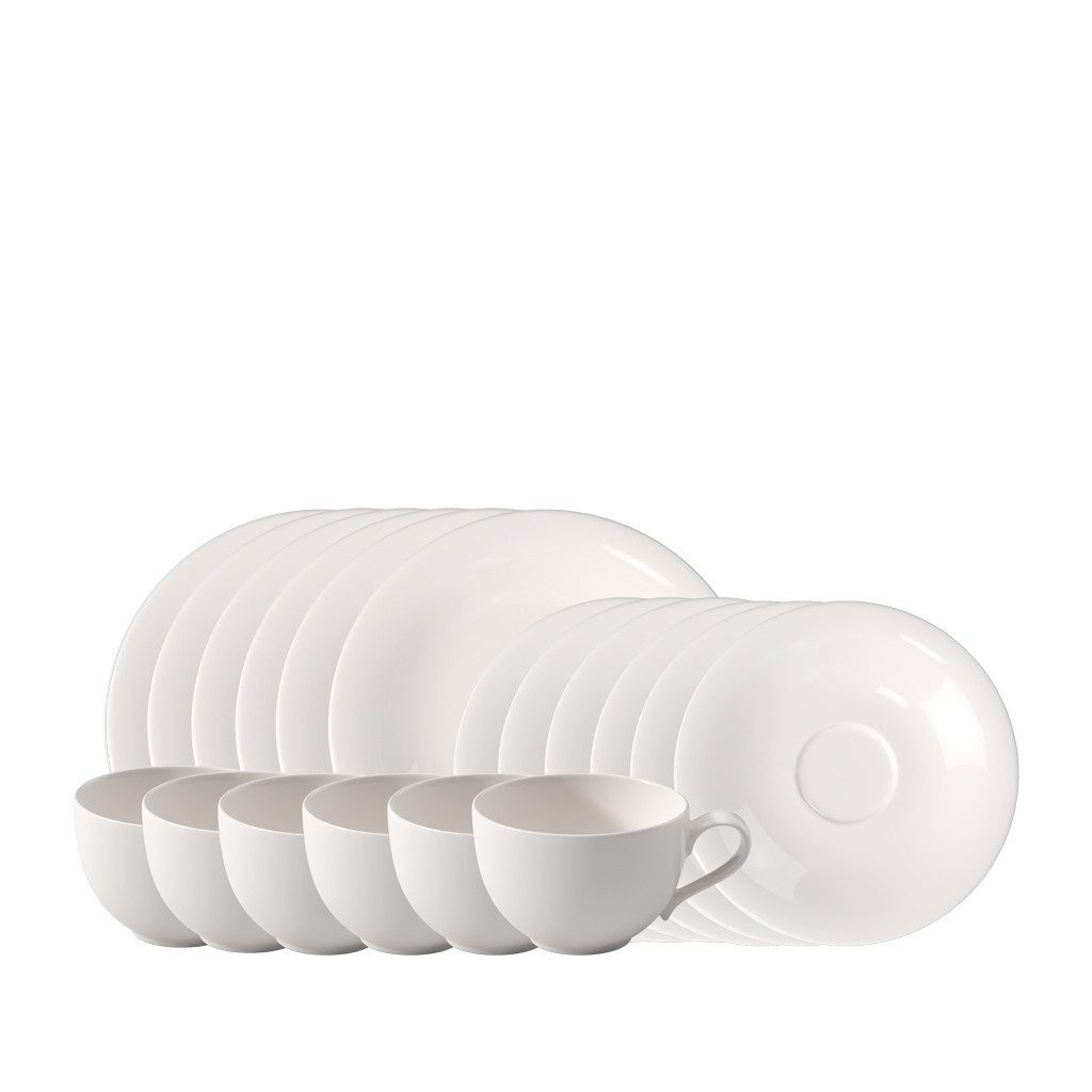 like. by Villeroy & Boch Kaffeeservice Essential White Kaffee-Service, 18 Stück EC (18-tlg), 6 Personen, Porzellan, Premium Porcelain, mikrow.- & spülm.sicher, Made in Germany