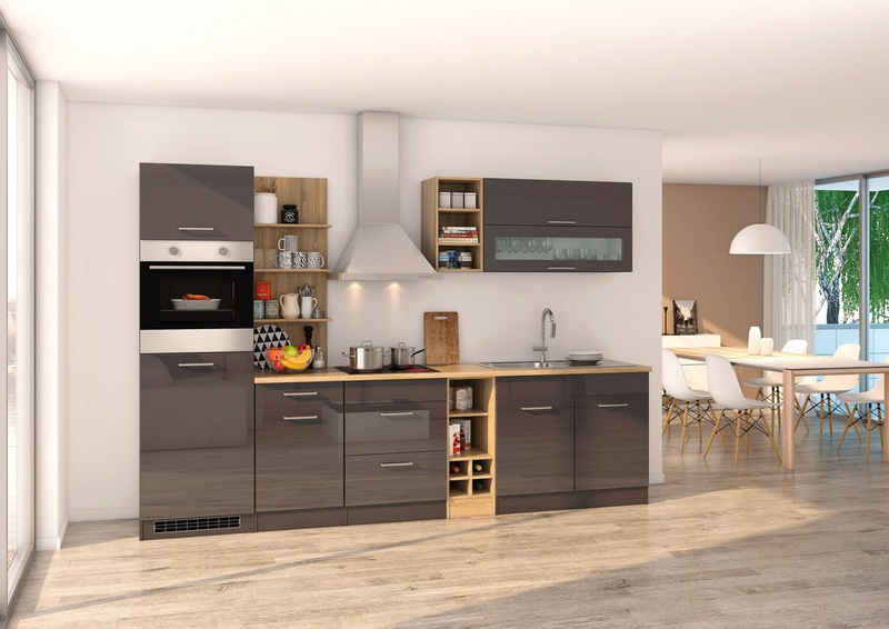 HELD MÖBEL Küchenzeile Mailand, mit Elektrogeräten, Breite 300 cm