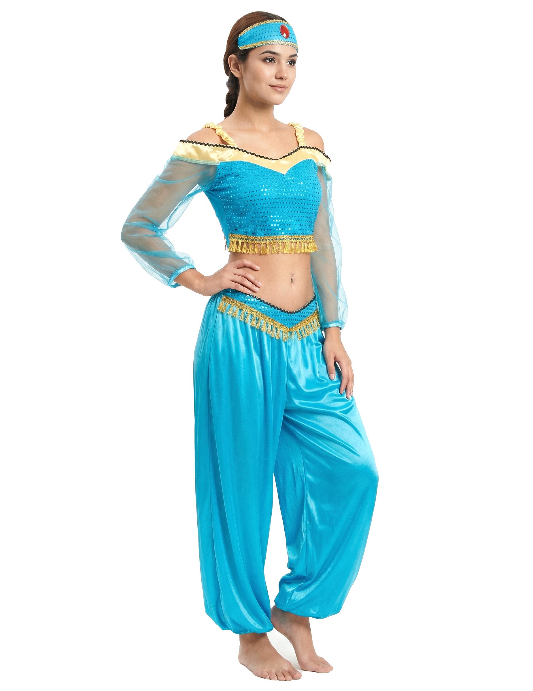 Kostüm Bauchtänzerin Orientalisches Damenkostüm blau-gold