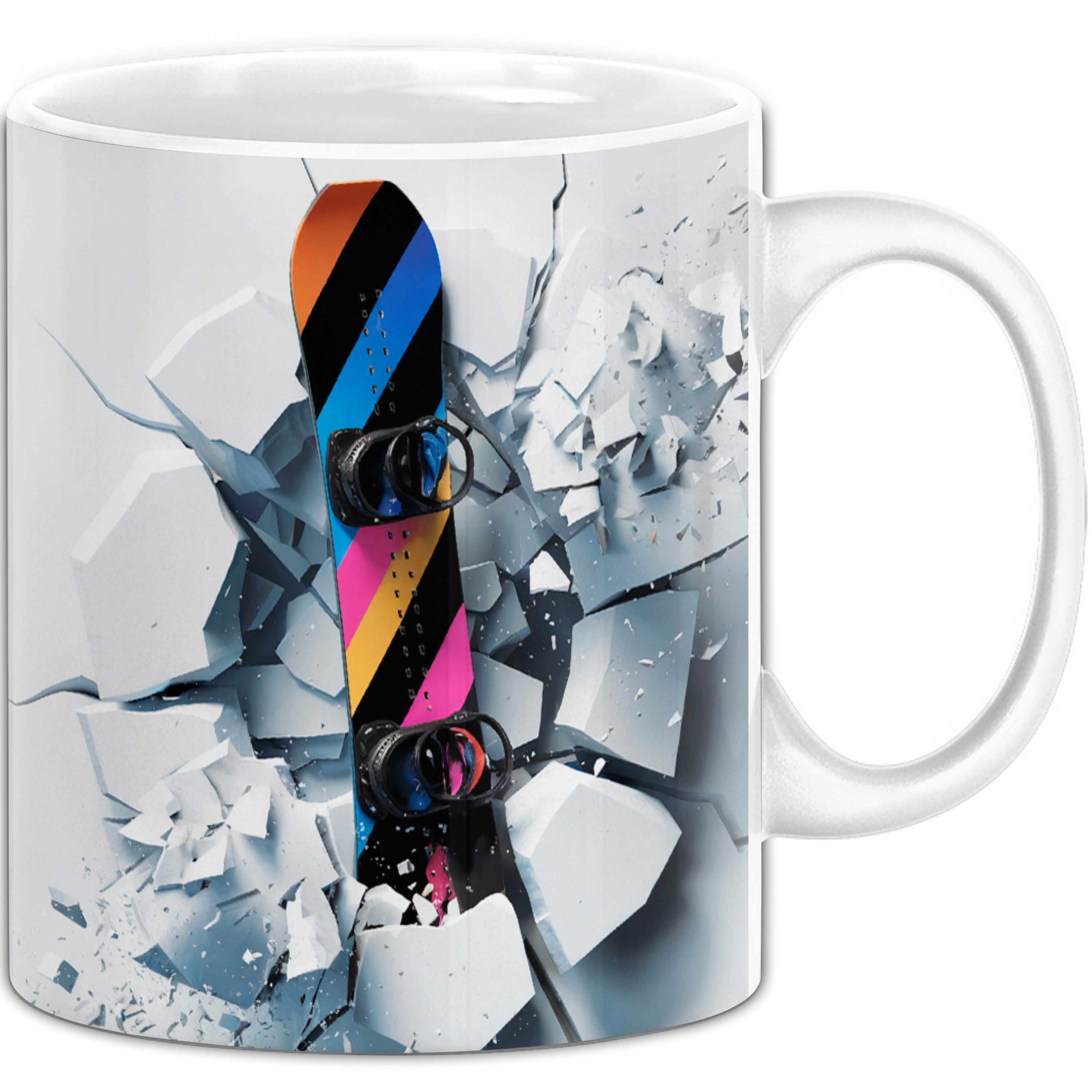 Trendation Tasse 3D Snowboard Tasse Geschenk Snowboard Durchbruch Wand Grafik Geschen