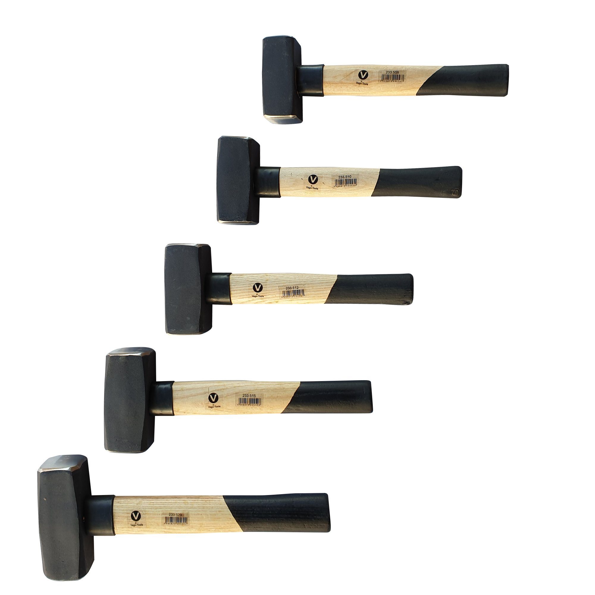 VaGo-Tools Hammer Fäustelhammer 800/1000/1250/1500/2000g 5 tlg Set