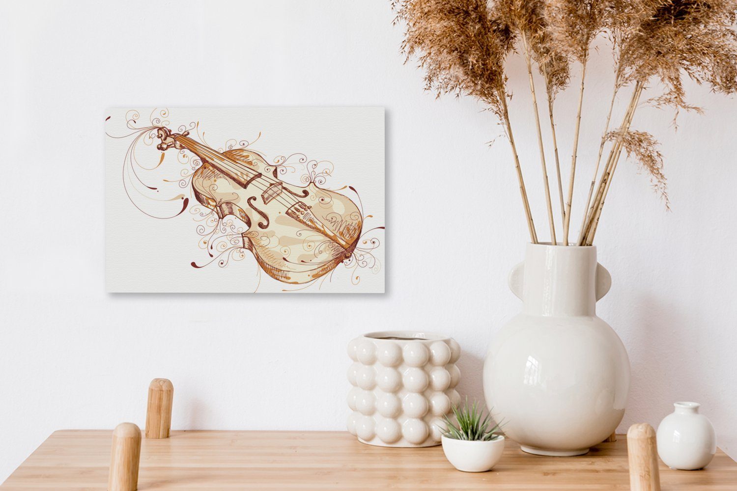 Wanddeko, Leinwandbilder, cm Illustration Aufhängefertig, Leinwandbild gezeichneten OneMillionCanvasses® St), einer Geige, (1 Wandbild 30x20