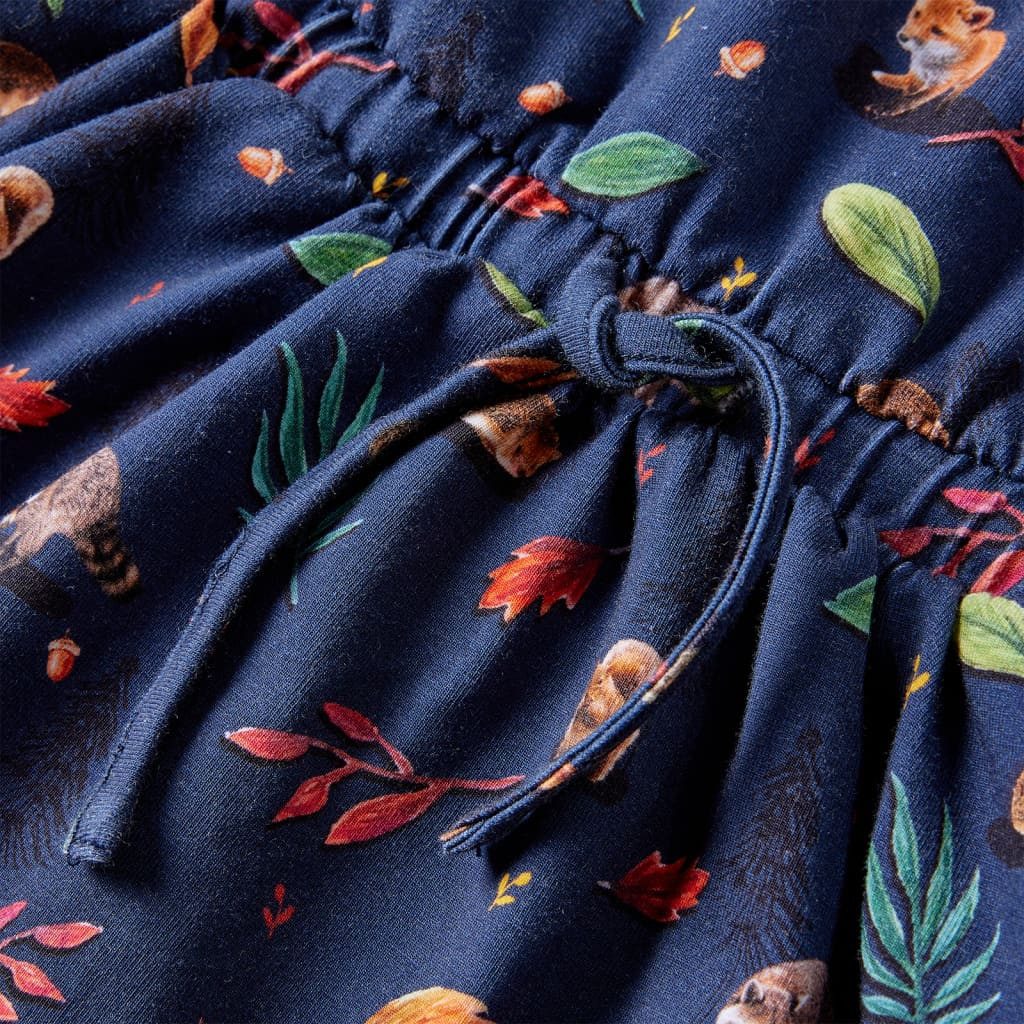 vidaXL Druckkleid Kinderkleid mit Langen Ärmeln Marineblau 116