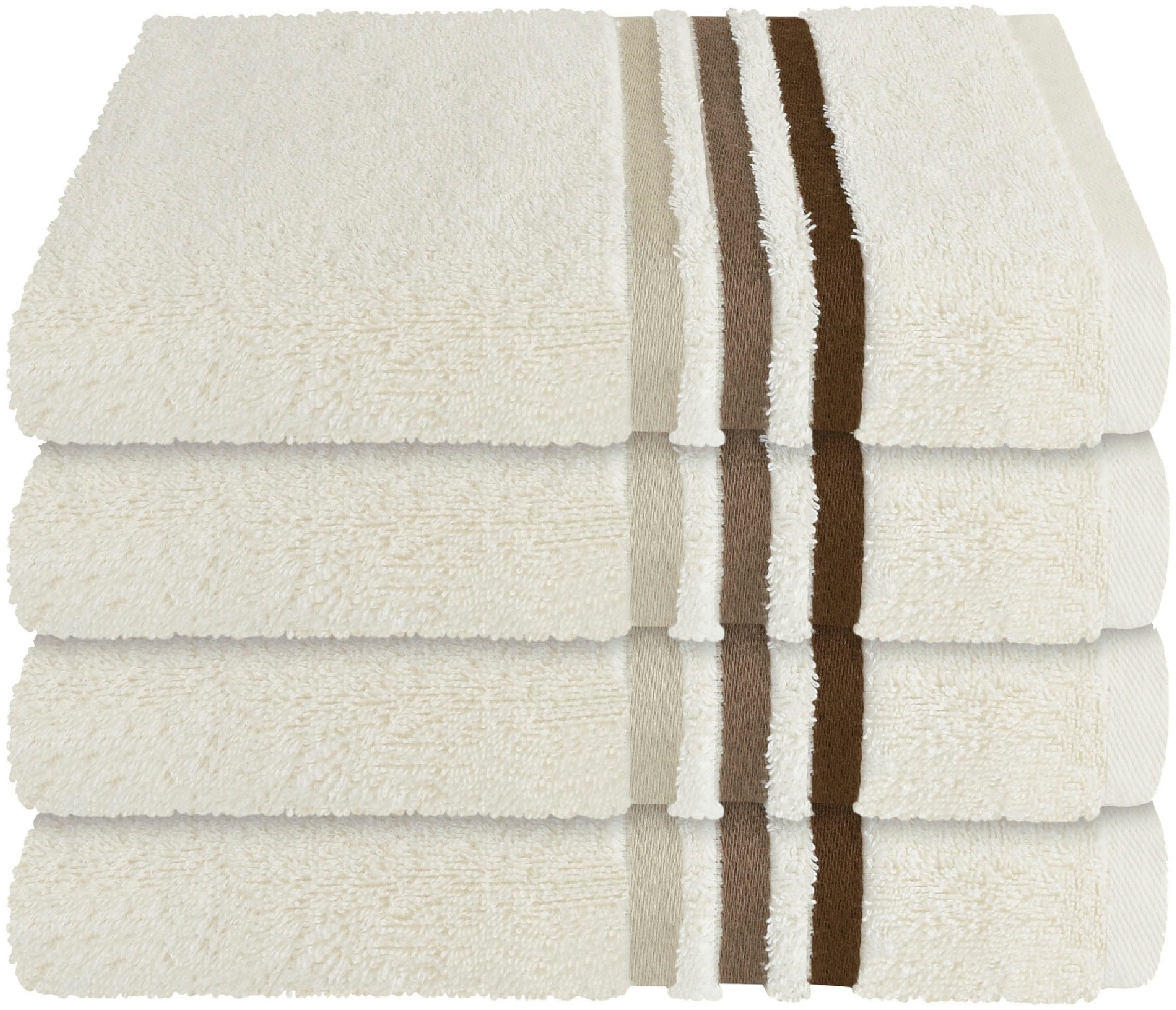 Schiesser Handtücher Skyline Color aus 100 % Baumwolle mit eleganter Streifenbordüre, Frottier (Set, 4-St), MADE IN GREEN by OEKO-TEX®