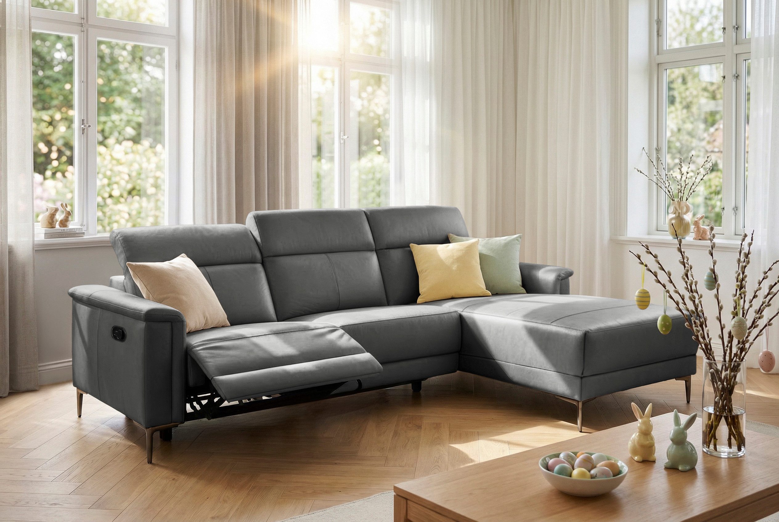 OTTO home Ecksofa LUND, L-Form, 261cm, man. o. elektr. Relaxfunktion (mit USB-A), und Kopfteilverstellung