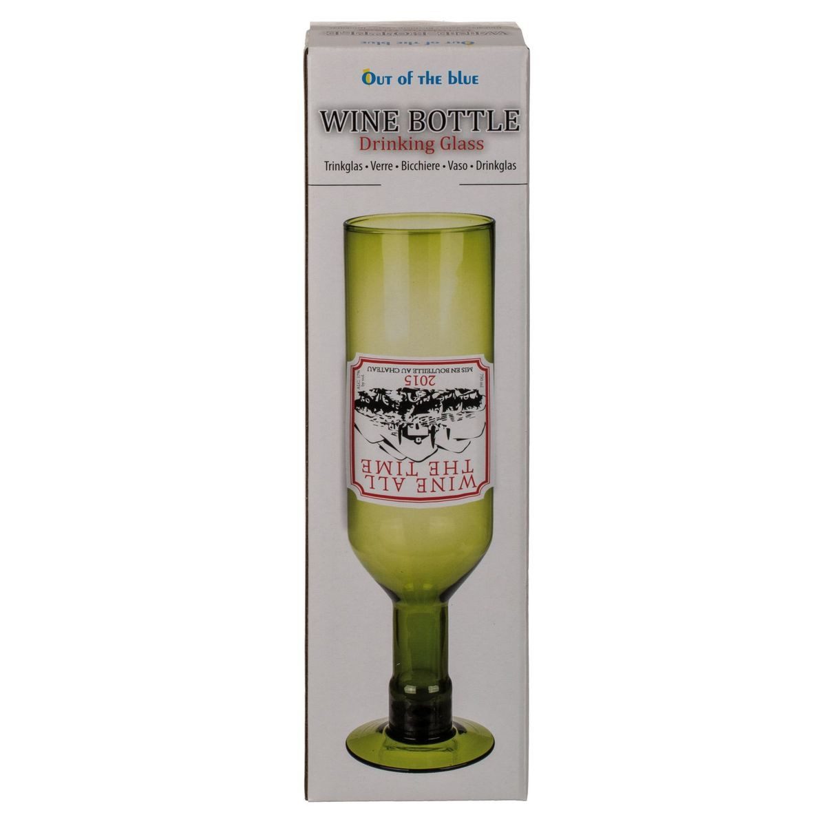 Out of the Blue Glas Trinkglas im Weinflaschen Design 750ml aus grünem Kunststoff mit Griff, 1-tlg., Kunststoff, Scherzartikel