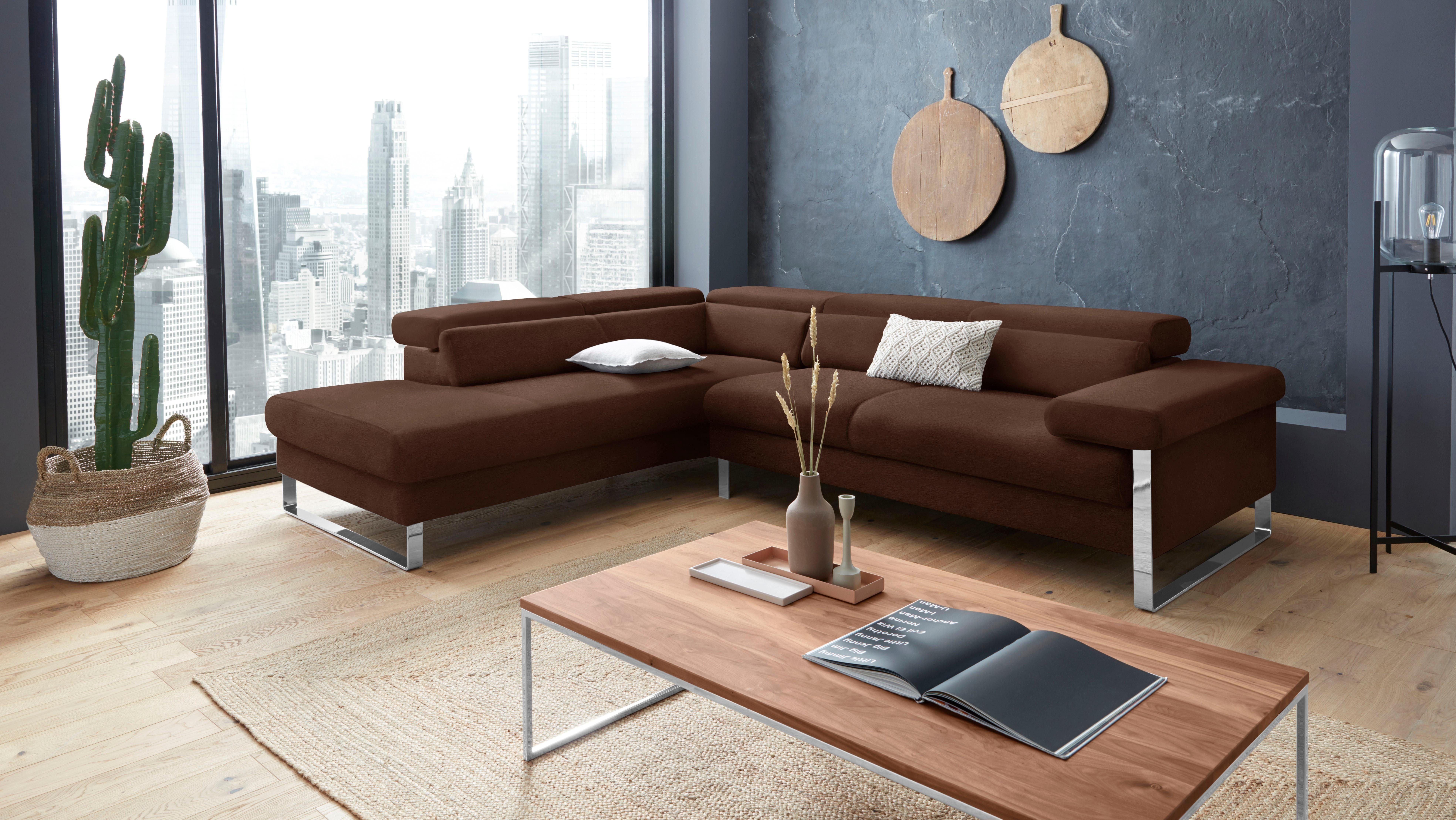 Ecksofa German Breite 2016, Design finn, glänzend, W.SCHILLIG cm Award Chrom 281 Fußgestell