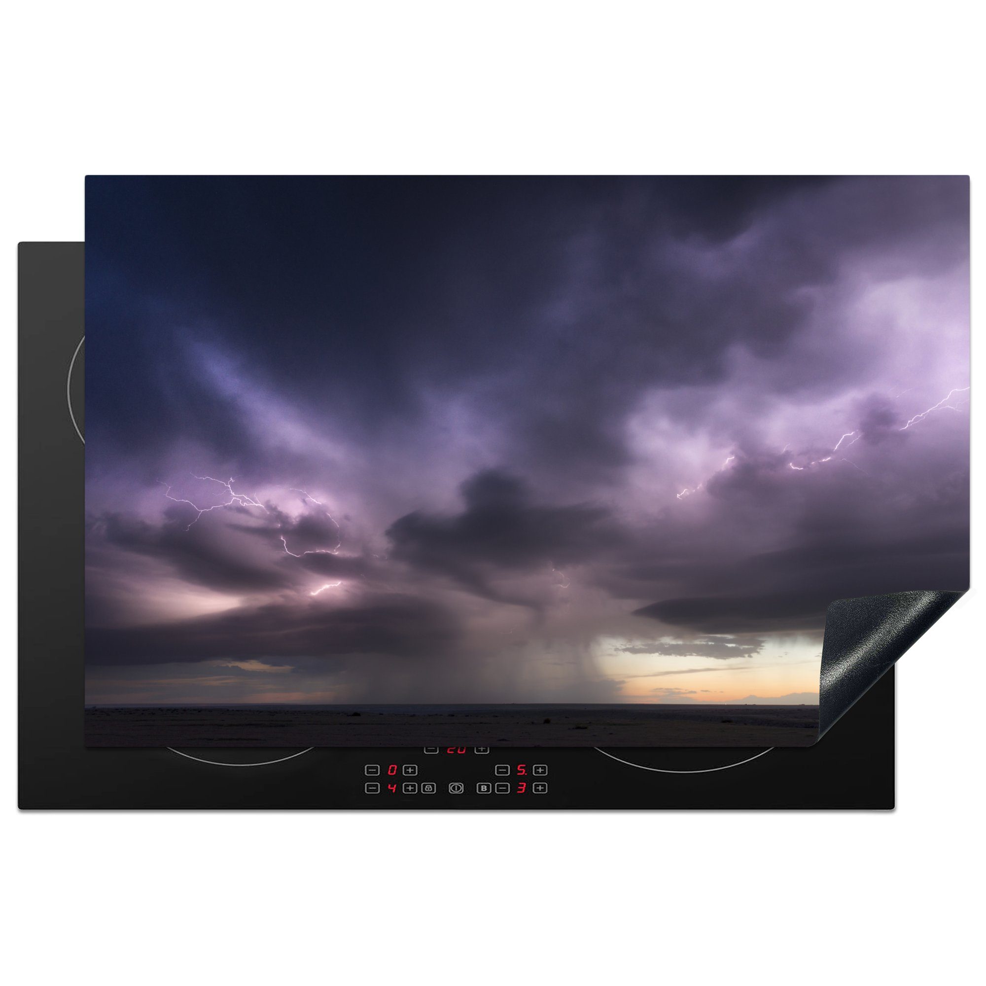 MuchoWow Herdblende-/Abdeckplatte Dunkle Wolken mit violetten Schattierungen, Vinyl, (1 tlg), 81x52 cm, Induktionskochfeld Schutz für die küche, Ceranfeldabdeckung