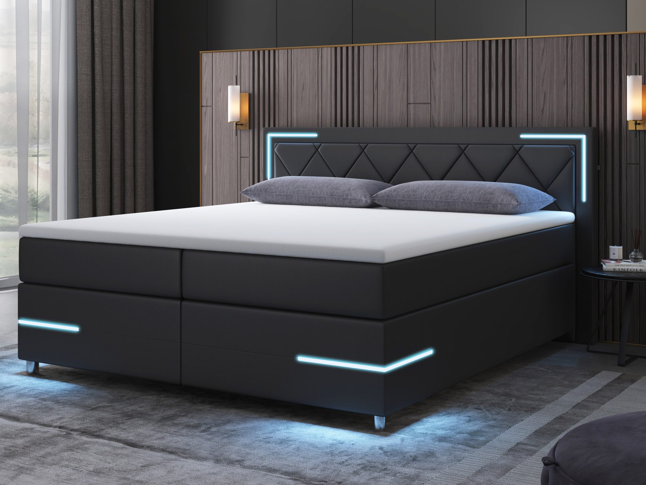 wonello Boxspringbett Arizona, mit LED Beleuchtung günstig online kaufen