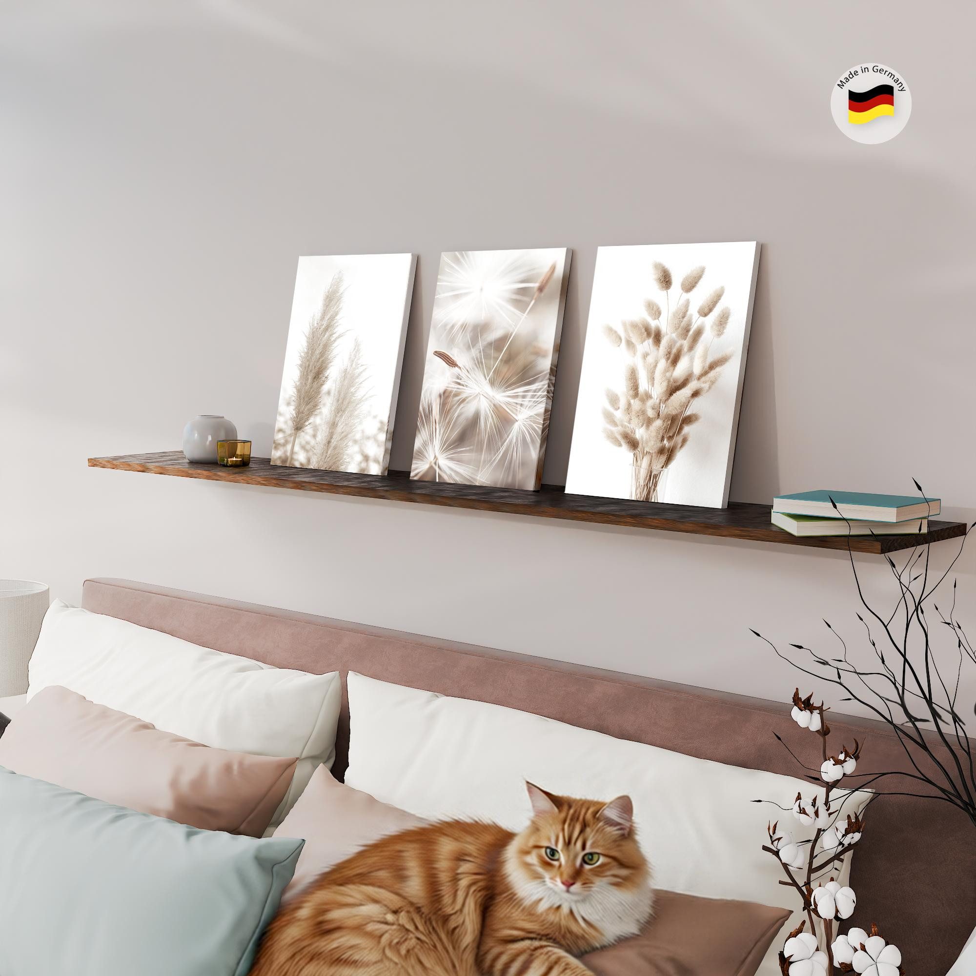 Novart Wandbild Boho Natur Landschaft Wohnzimmer Schlafzimmer Deko Bilderset, Pampas – Bild 4 von 5