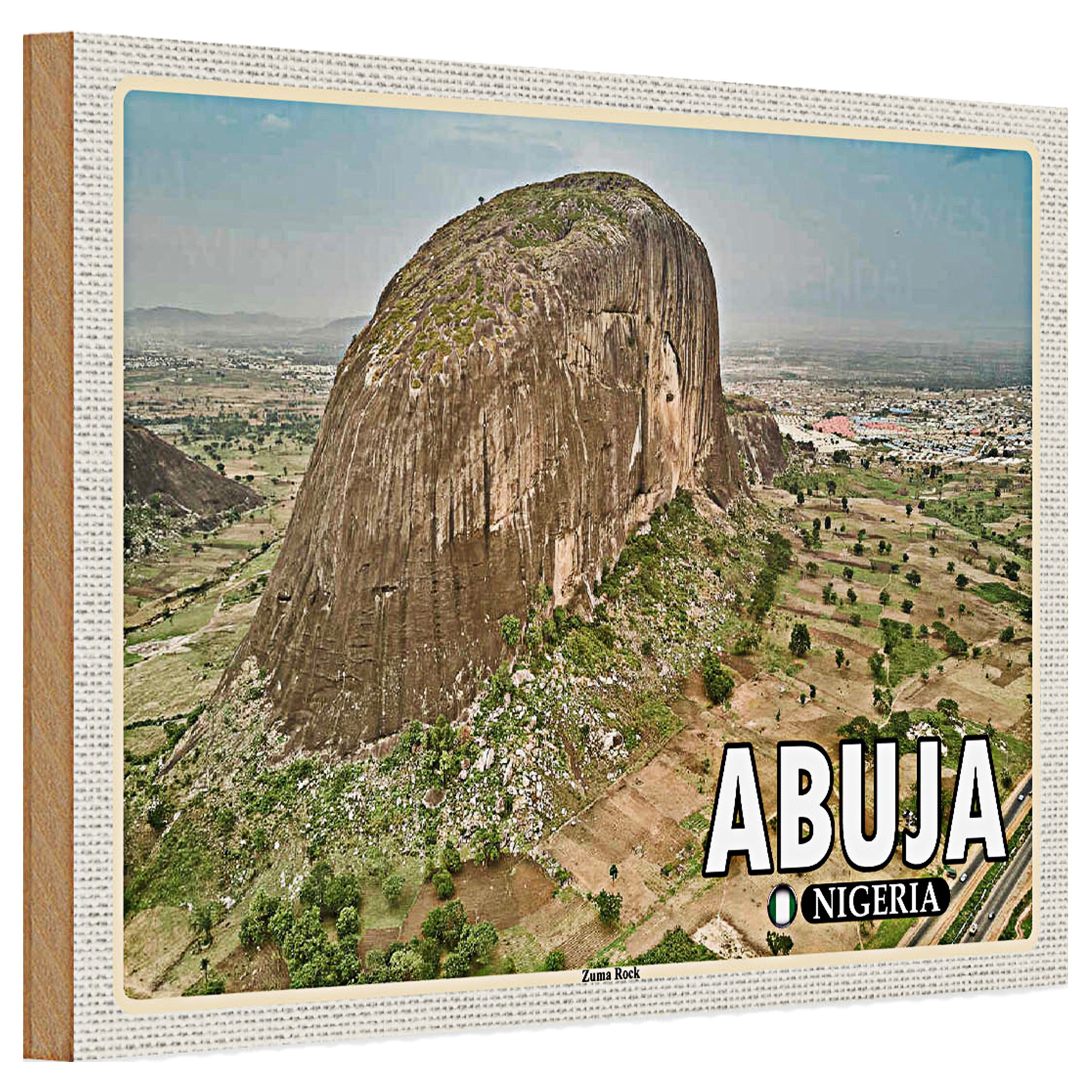 Roomando Holzbild Holzschild Reise 30x20cm Abuja Nigeria Zuma Rock Felsformation