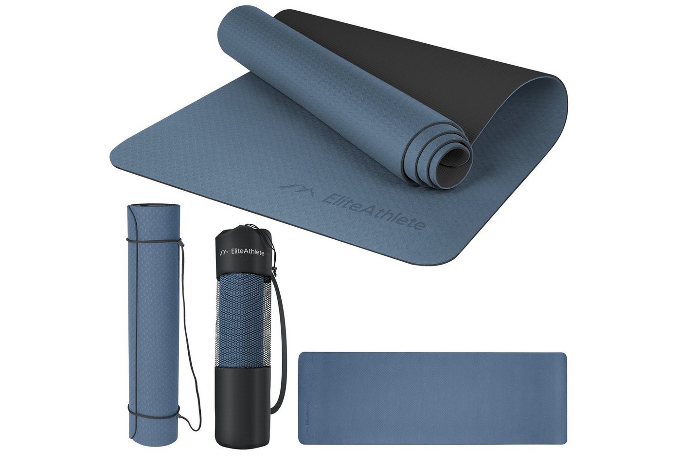 EliteAthlete Yogamatte EliteAthlete® Yogamatte - Sportmatte - Fitnessmatte - Yoga Matte (Set bestehend aus: Matte, Transporttasche, Transportband)