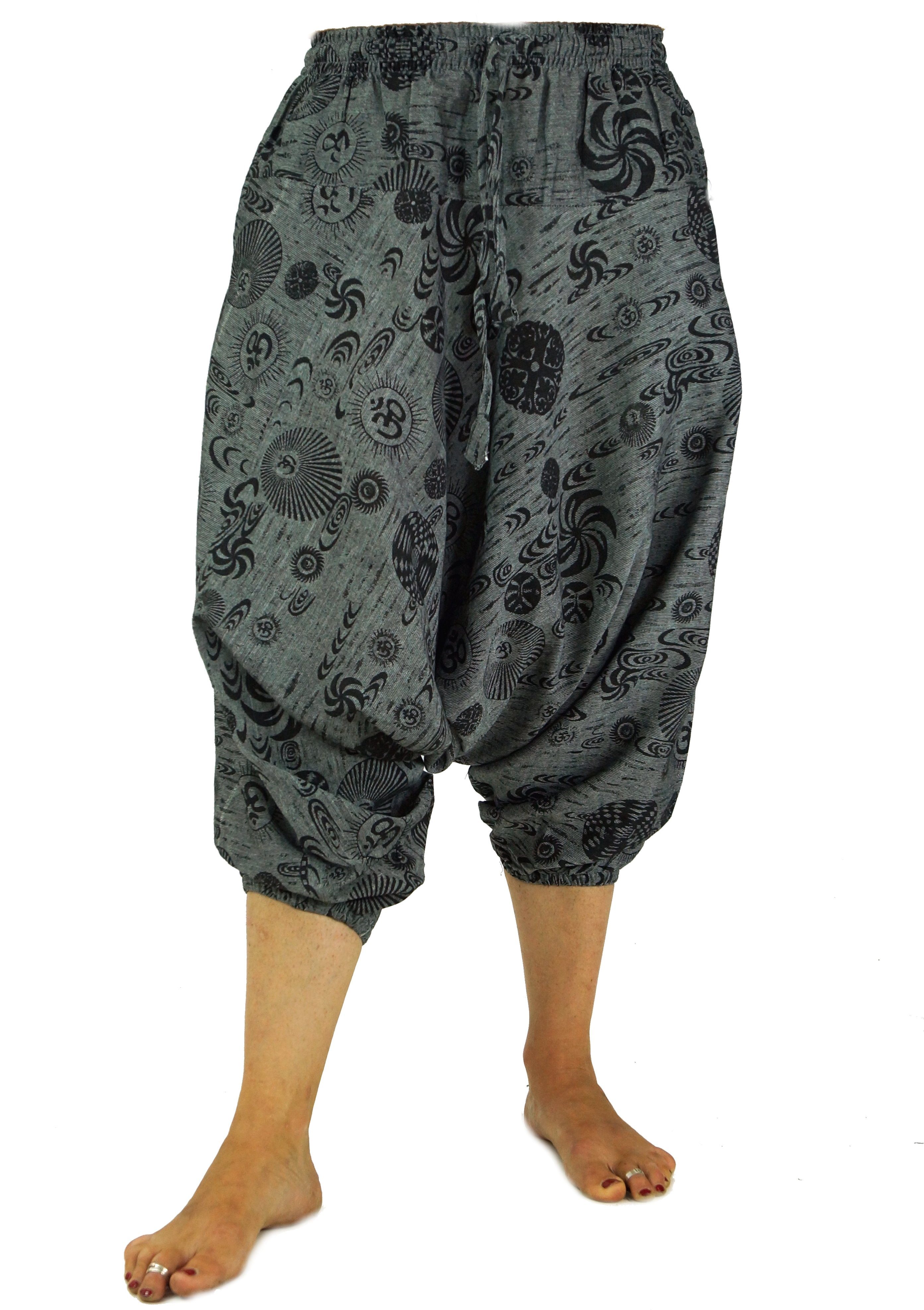 Ethno Pluderhose 7/8 - Style, Shorts Länge Relaxhose Bekleidung Guru-Shop Aladinhose alternative grau