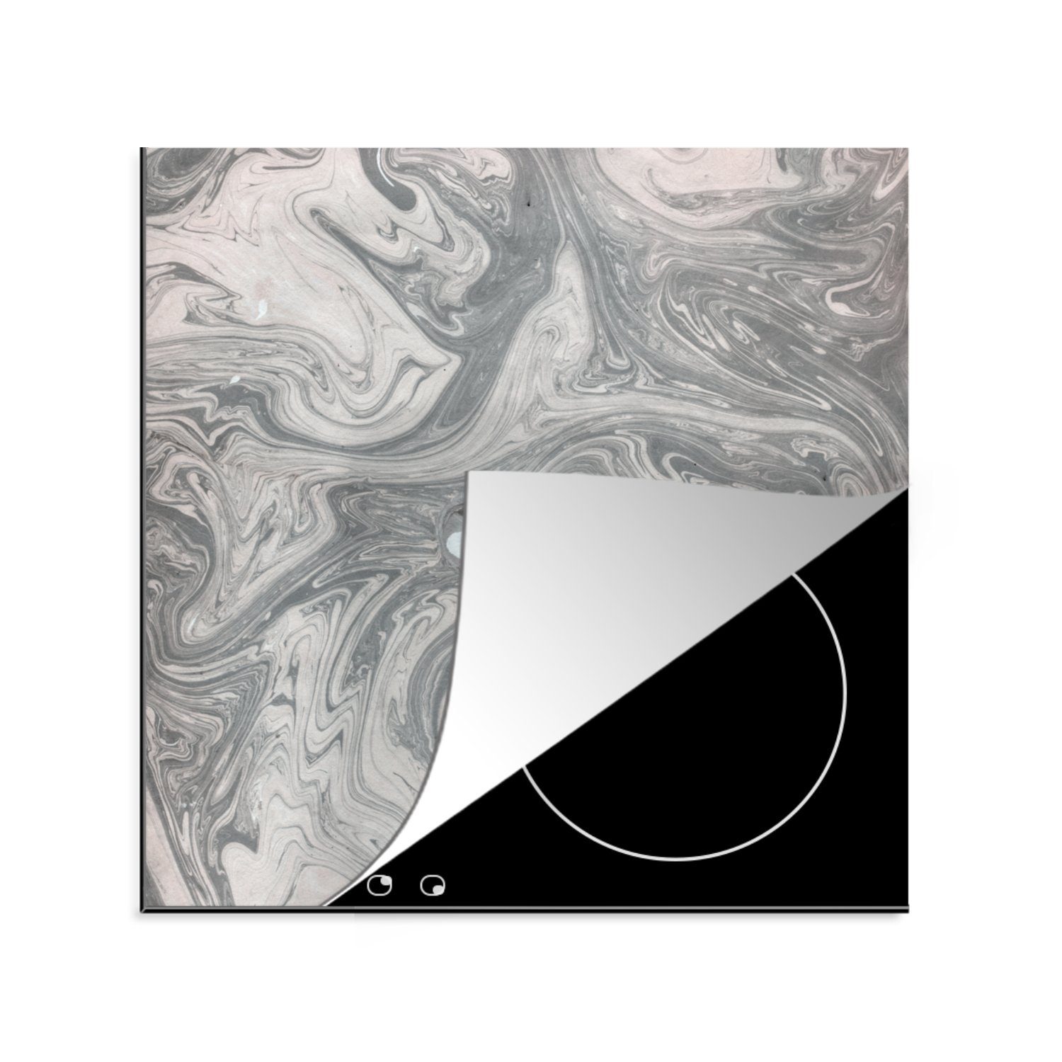 MuchoWow Herdblende-/Abdeckplatte Achat - Formen - Grau, Vinyl, (1 tlg), 78x78 cm, Ceranfeldabdeckung, Arbeitsplatte für küche