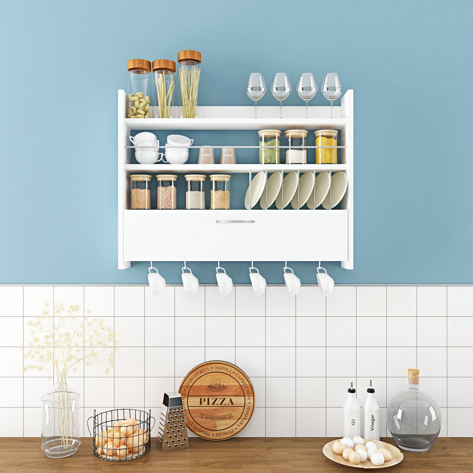 Skye Decor Wandregal 100% MELAMINE COATED PARTICLE BOARD, 65 cm x 15 cm x 85 cm N1304