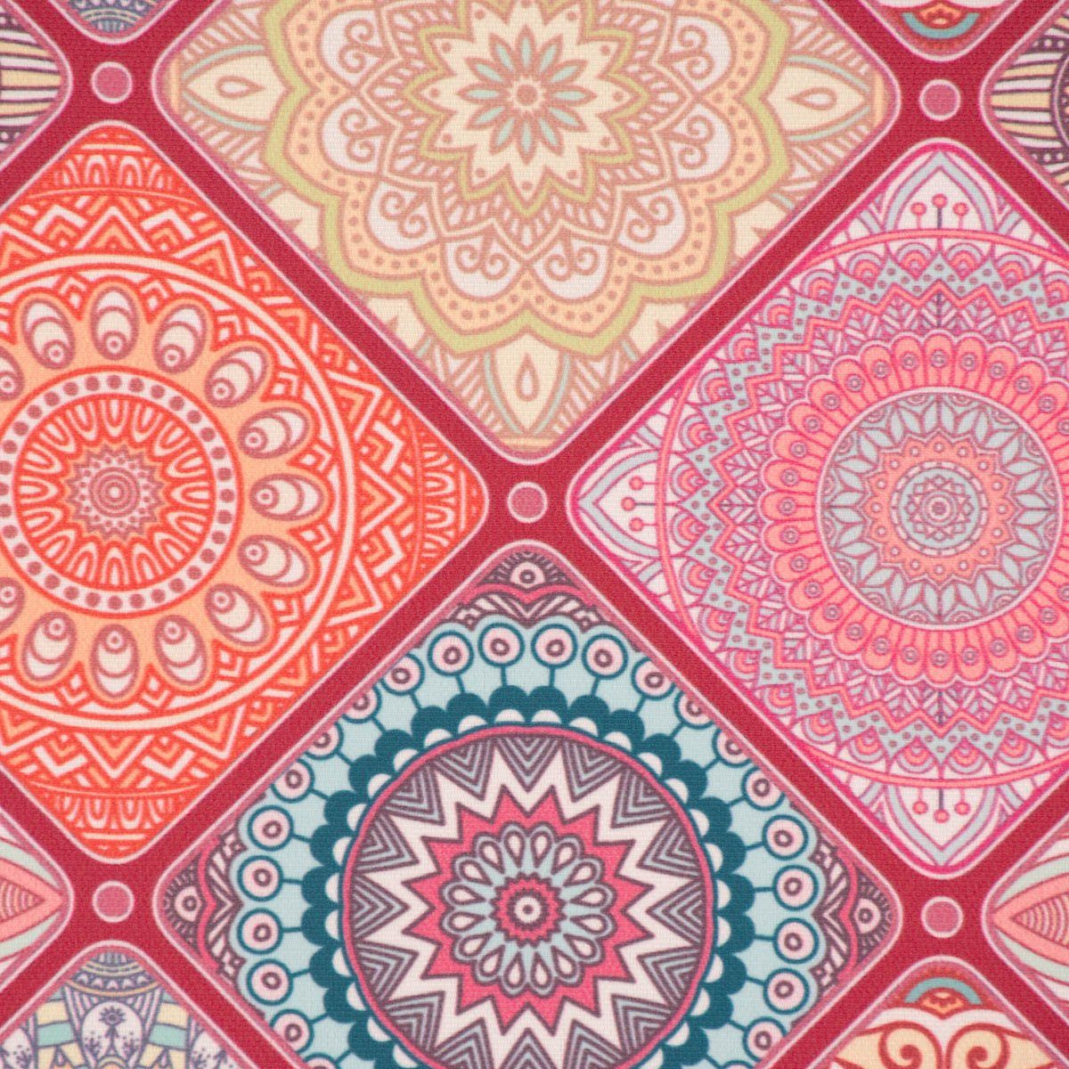 SCHÖNER LEBEN. Stoff Outdoorstoff polsterfähig Multiles Ornamente pink bunt 1,60m Breite, abwaschbar