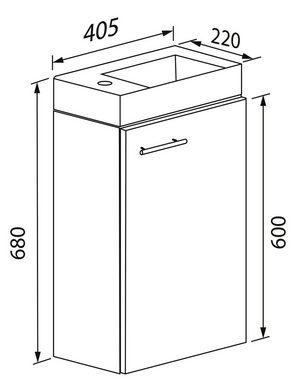 VCM Waschtisch 2-tlg Waschtisch Slito Toilette schmal Schwarz