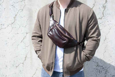 lePelou Bauchtasche TINO, echt Leder, Made in Italy, im praktischen Design