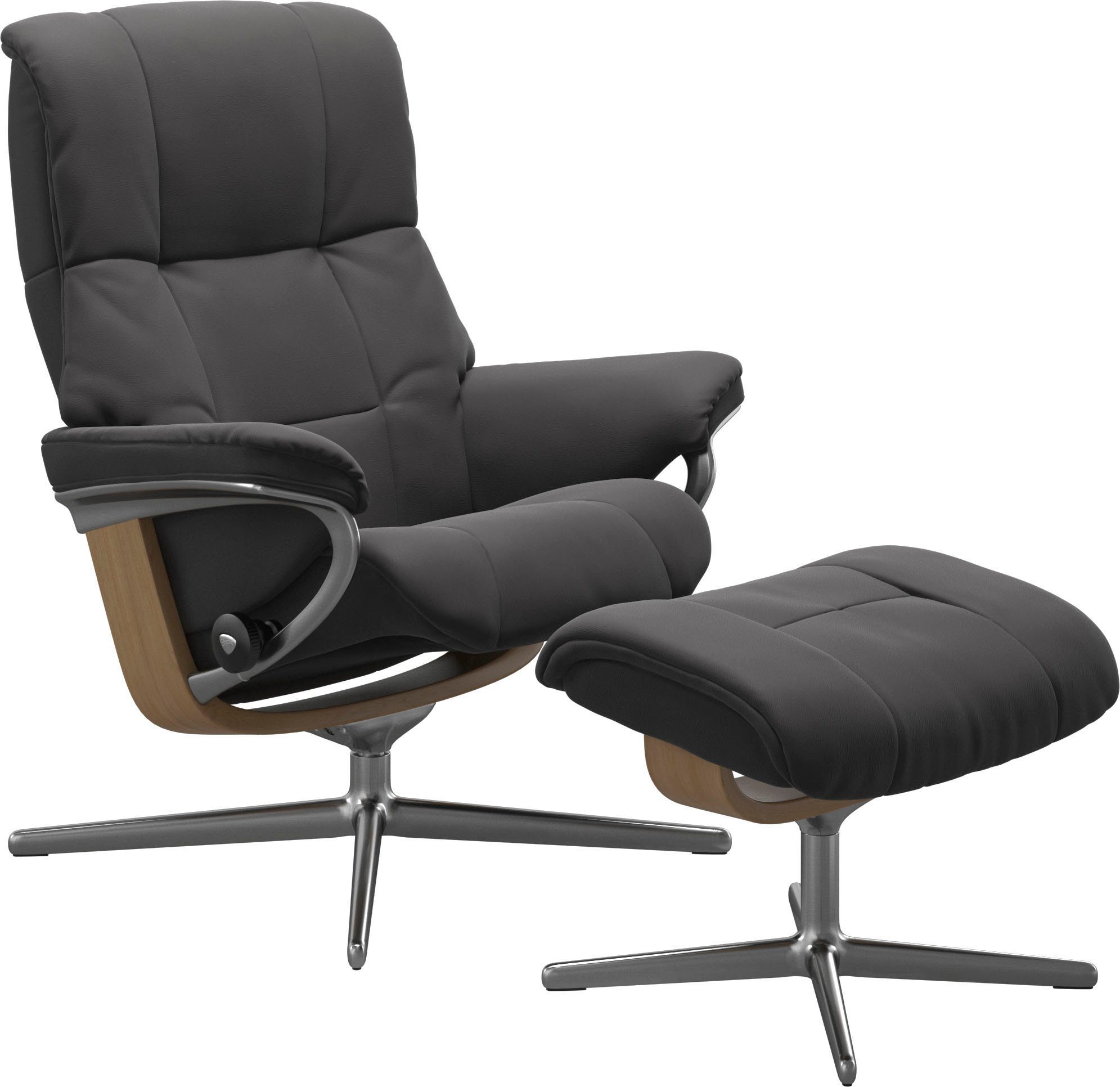 mit & Stressless® Holzakzent Mayfair (Set, Größe L, Relaxsessel Cross S, mit mit Hocker), M Relaxsessel Hocker, Eiche Base,