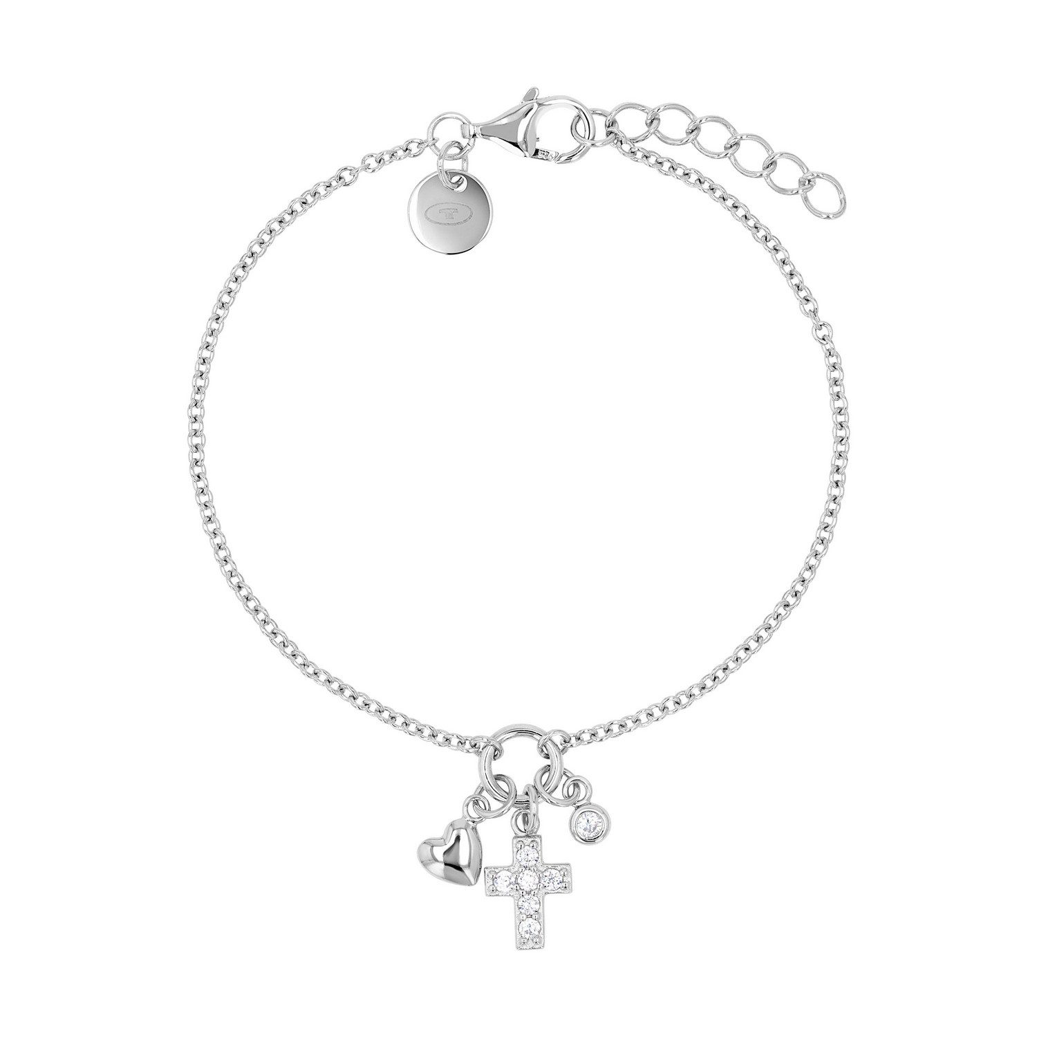 Silberarmband Kreuz-Optik, Herz