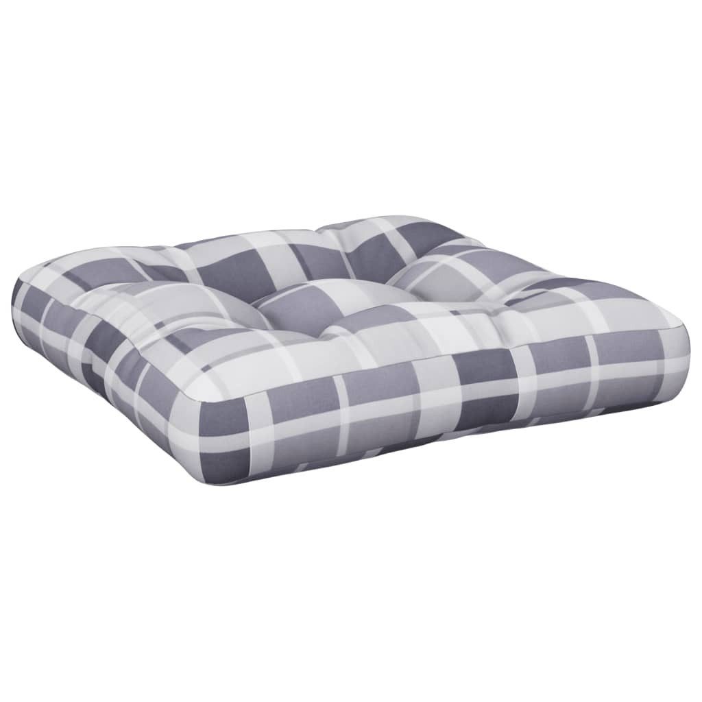 vidaXL Sitzauflage Palettenkissen Grau Karomuster 50x50x12 günstig online kaufen