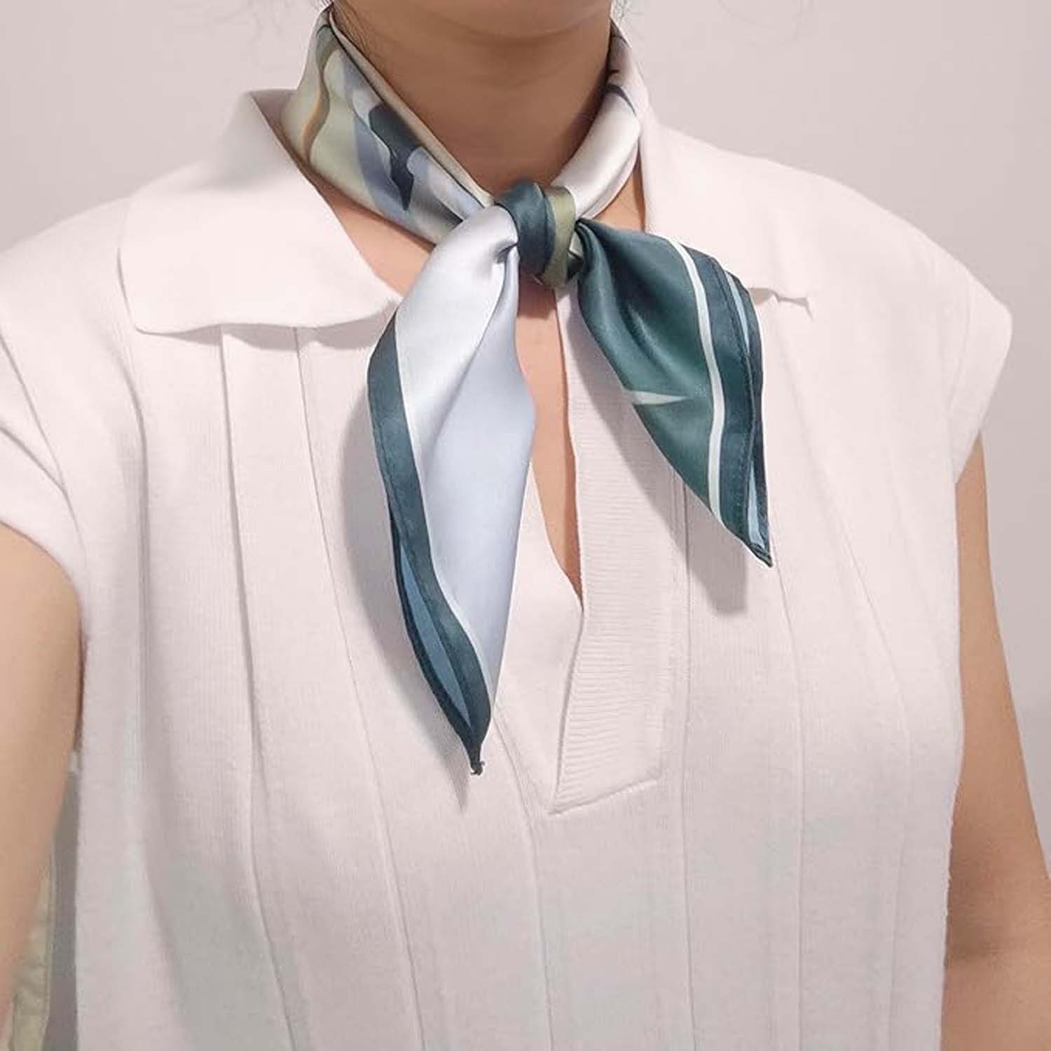 Zaewry Seidentuch Stirnband Quadratischer Haar-Bandanas-Schal für Damen – Bild 3 von 5