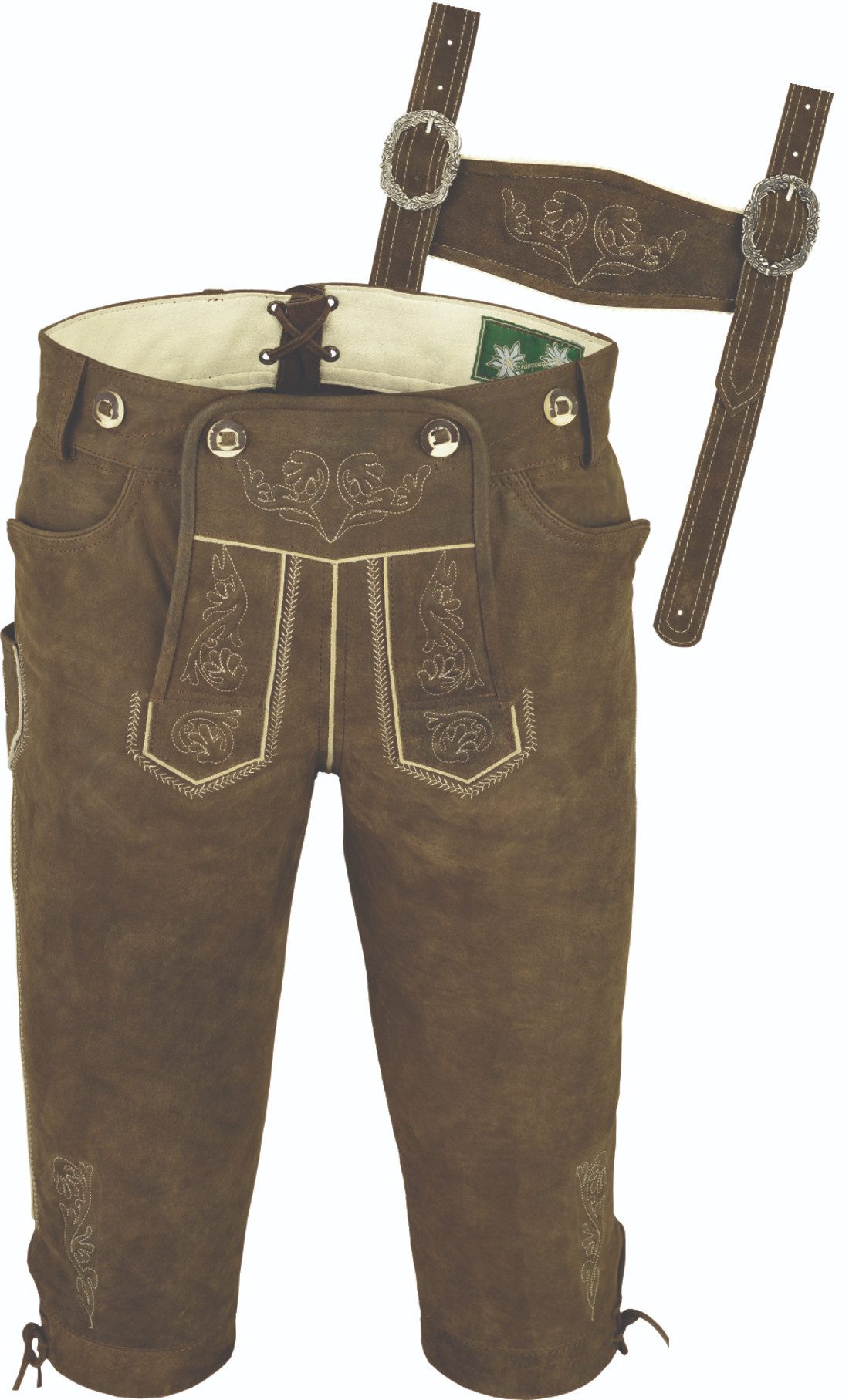 Fuente Leather Wears Lederhose Antik Nubuk Braun Leder Trachtenlederhose Kn günstig online kaufen