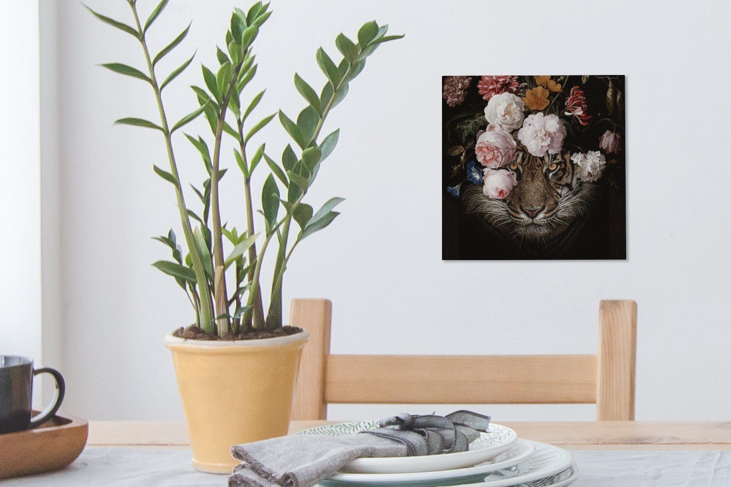 St), Blumen Schlafzimmer OneMillionCanvasses® - Wohnzimmer Bilder für Gemälde (1 - Kunst, Tiger Leinwand