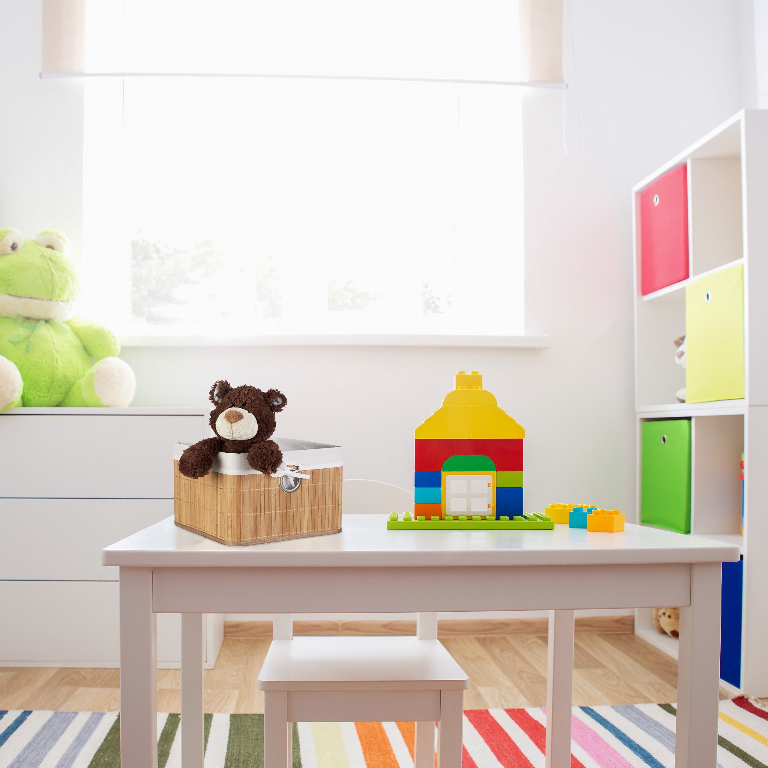 relaxdays Aufbewahrungskorb 4x Aufbewahrungskorb Bambus, natur günstig online kaufen