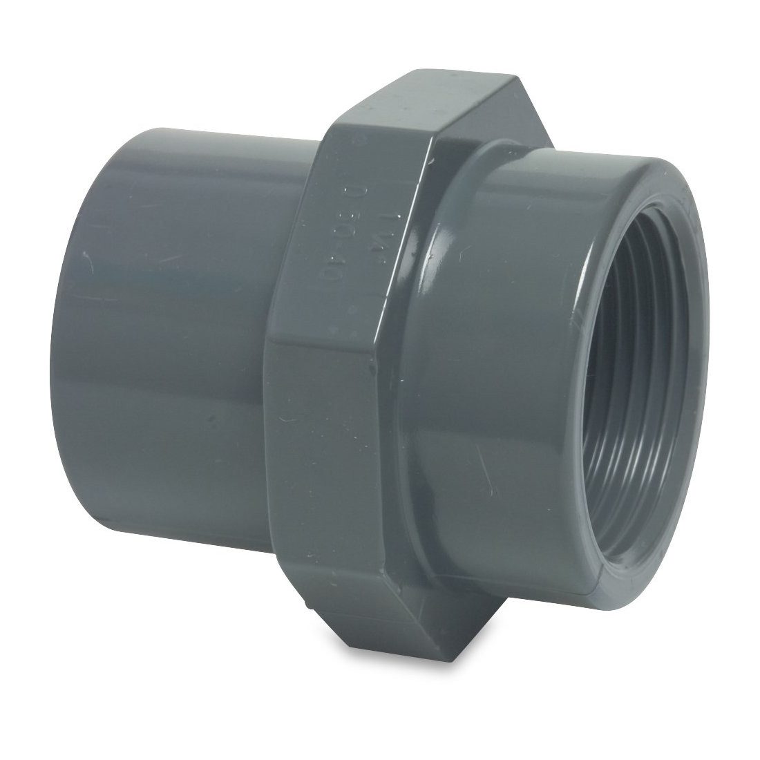 Mega Group Gewindefitting Gewindemuffe PVC-U Klebemuffe/Klebestutzen x Innengewinde 10 bar, Ø 63/75 mm x 2 Zoll (PN10)