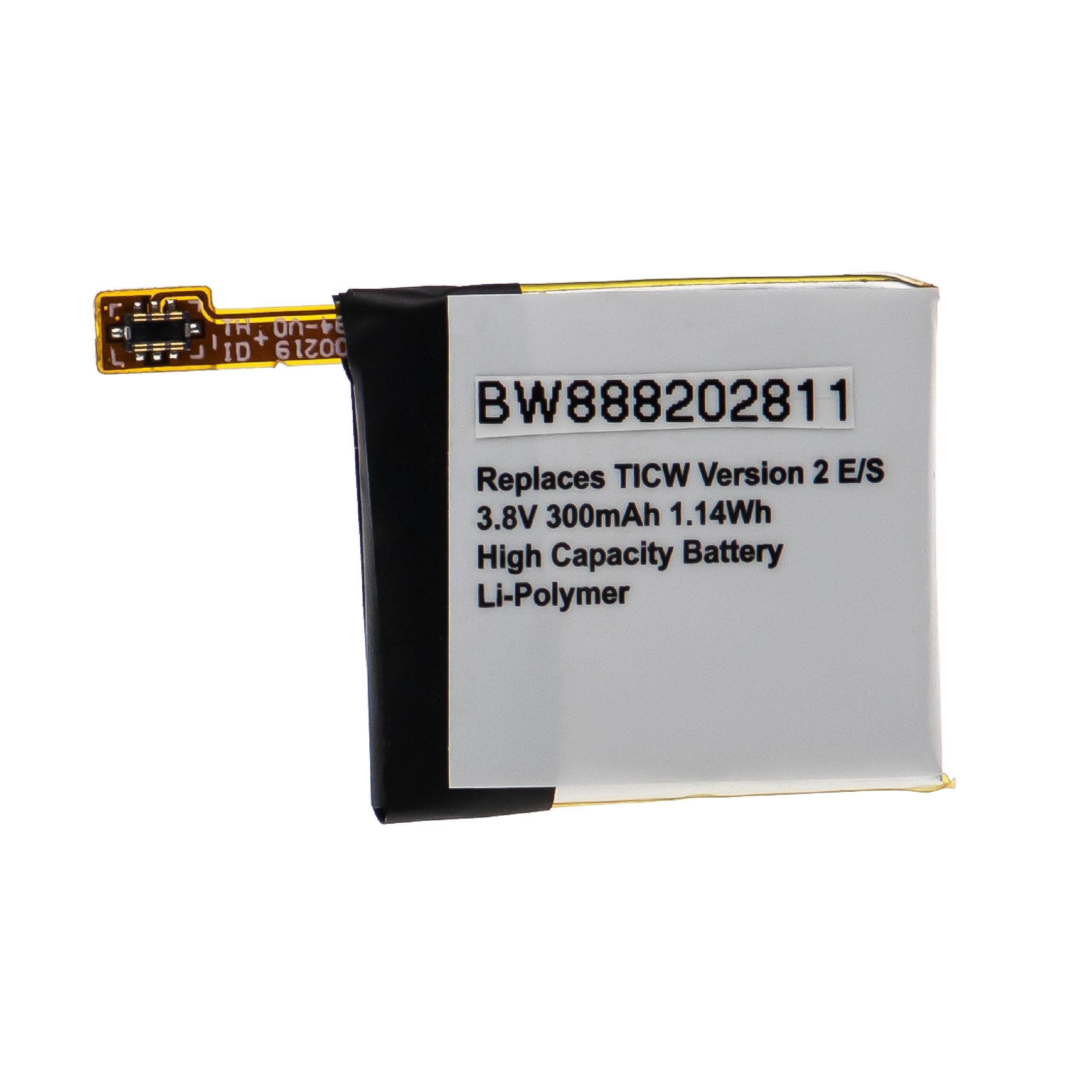 vhbw kompatibel mit TicWatch S2, E2 Akku Li-Polymer 300 mAh (3,8 V)