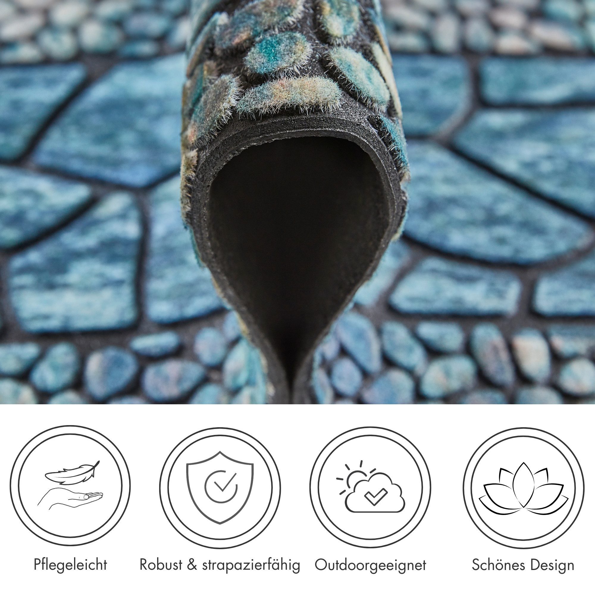 Andiamo Stufenmatte Outdoor, 2er Set, rechteckig, Höhe: 6 mm, Outdoor-Stufenmatten, Stein Motiv, Gartenbereich, Außenbereich