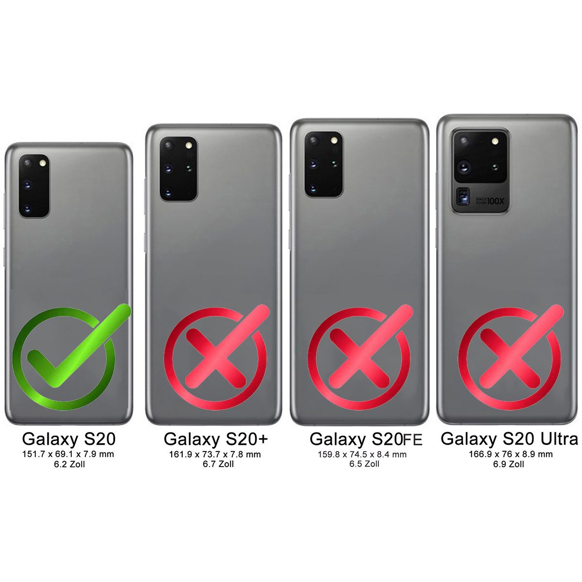 Burkley Handytasche Leder Book Cover für Samsung Galaxy S20 Handyhülle (1-tlg., Book Case Lederhülle mit Kartenfach und Magnetverschluss), Optimaler Rund-Um-Schutz, Kartenfächer mit RFID Blocker